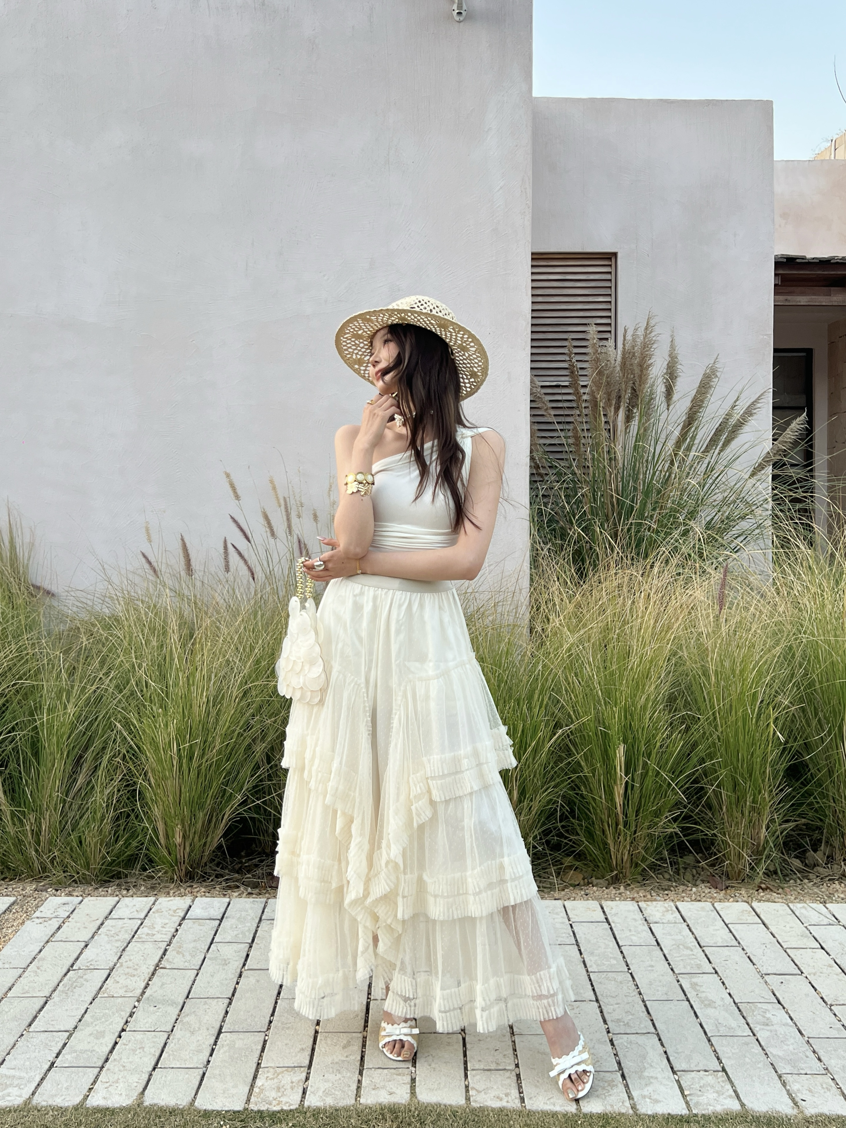 Chan 26ss mesh skirt