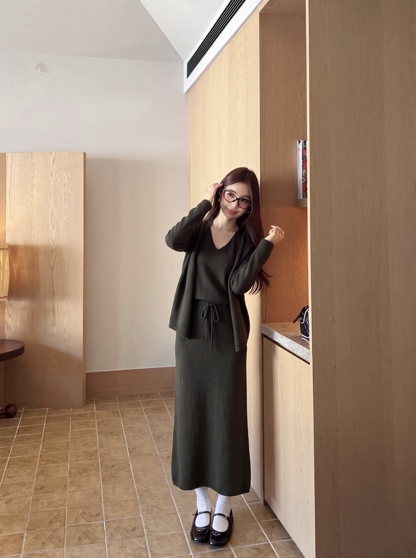 Max 26fw wool knit vest cardigan skirt sets