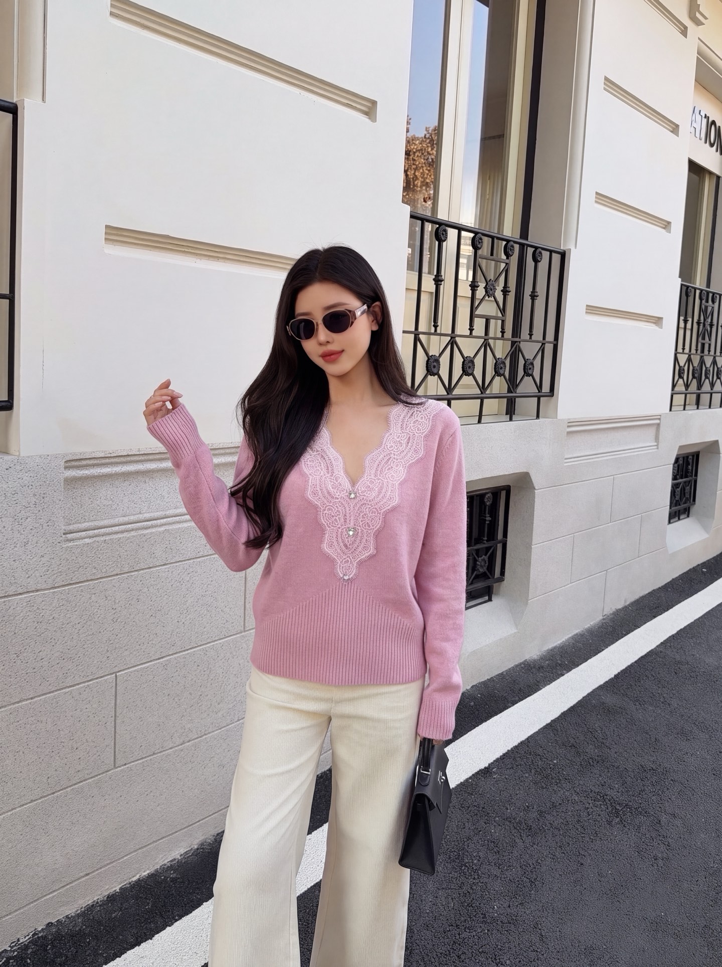 ES 26fw lace wool basic tee