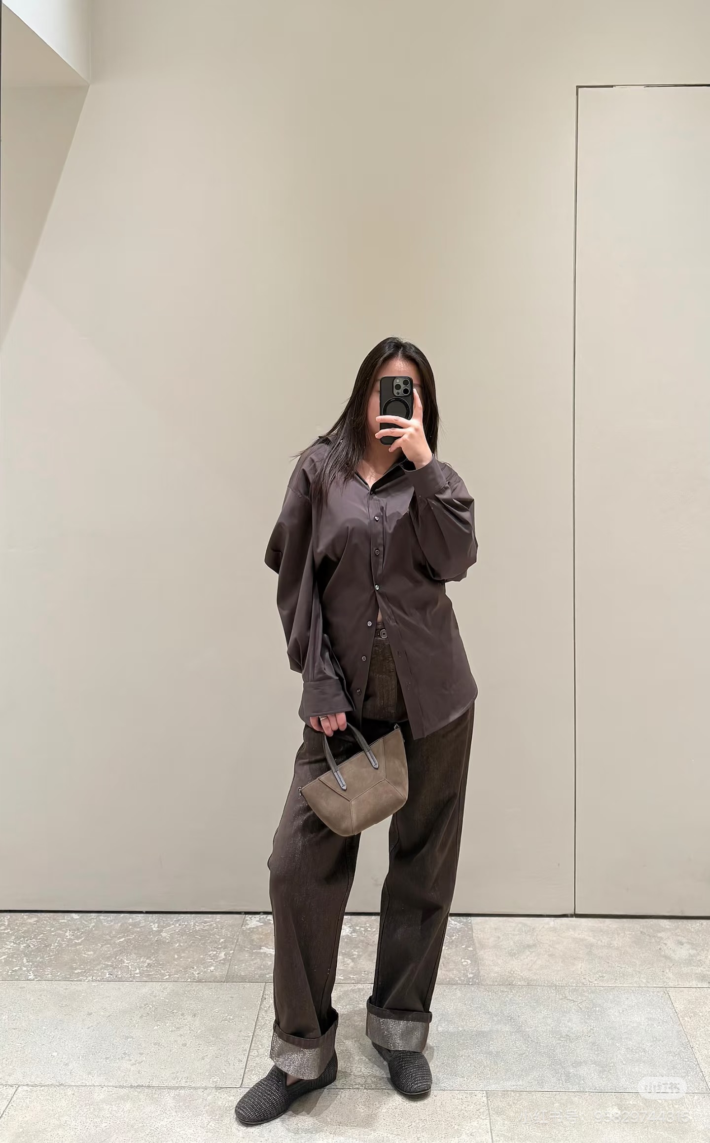 Brun 26fw asymmetric layered shirt