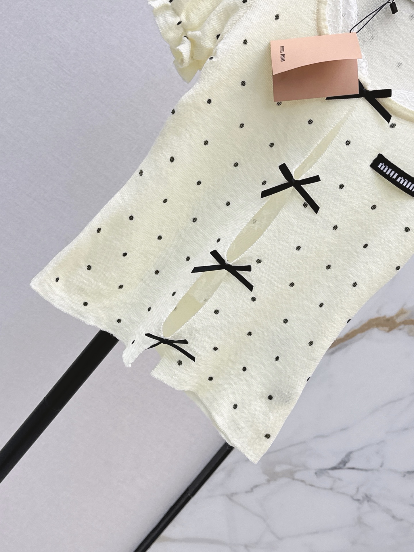 Miu 26ss pokla dots knit top