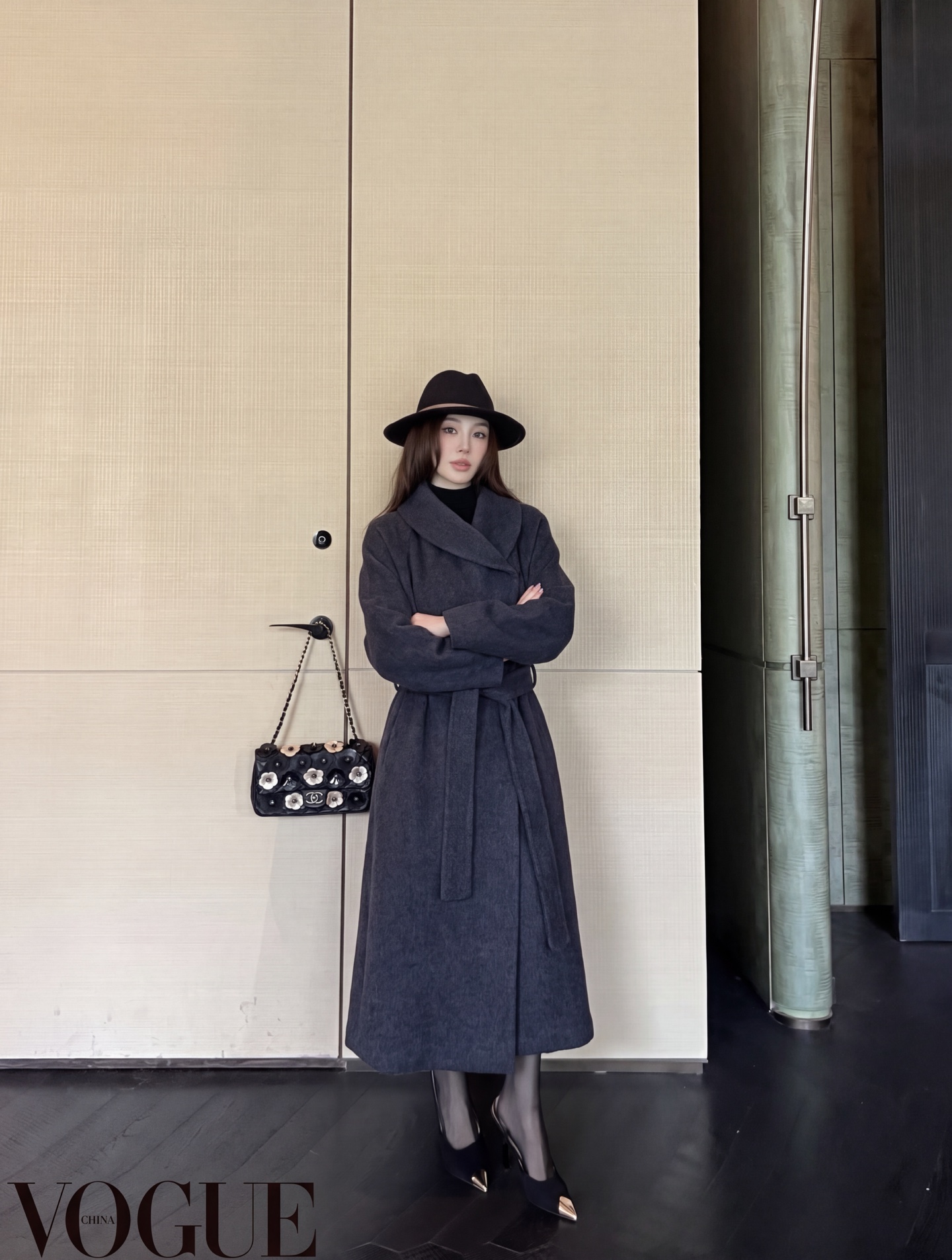 Max 26fw woolen belted overcoats