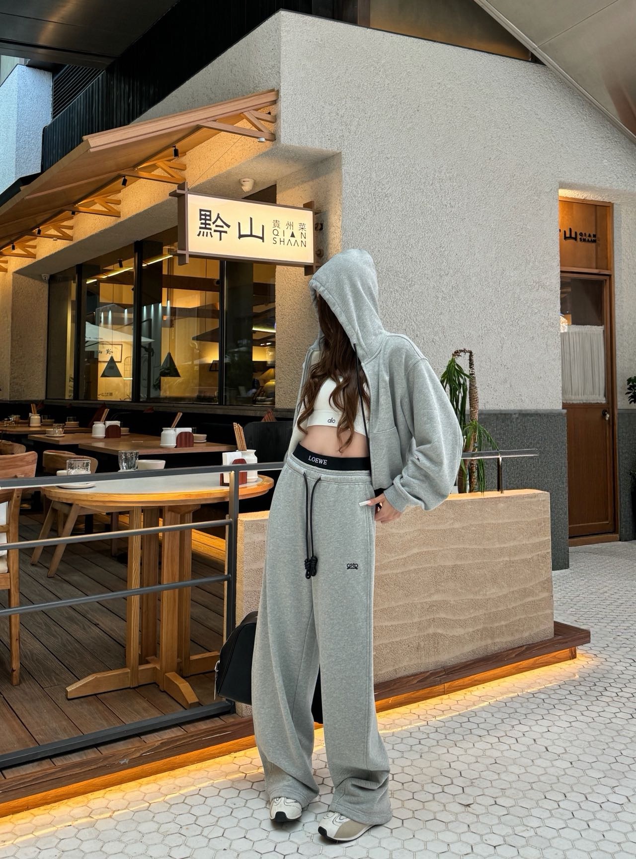 Loe 26fw hooded jacket wide-leg pants sets