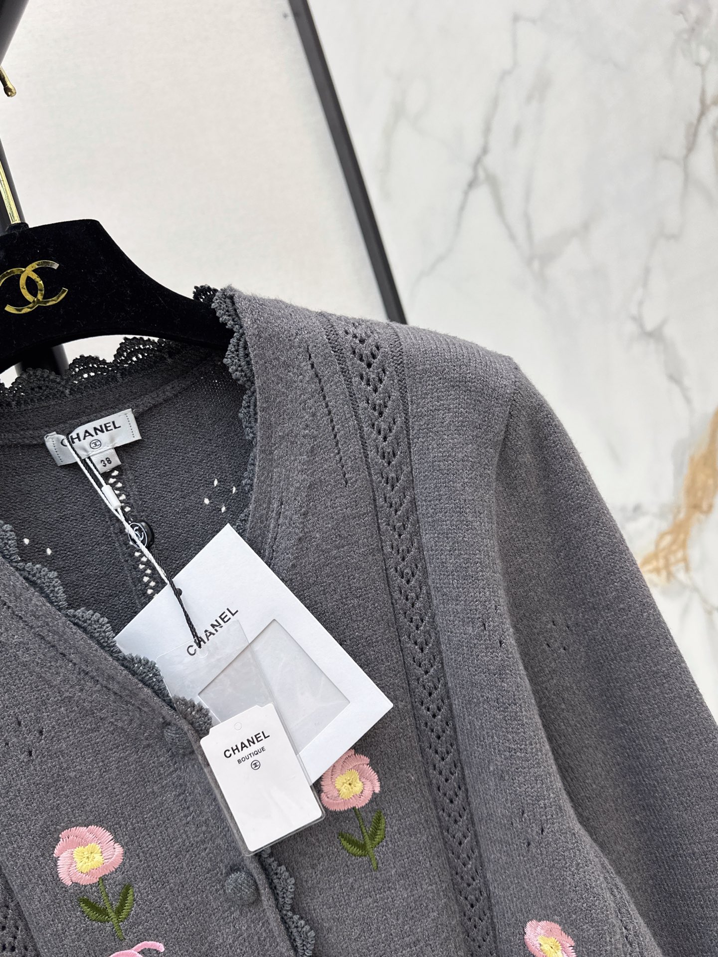 Chan 26fw embroidery knit cardigan