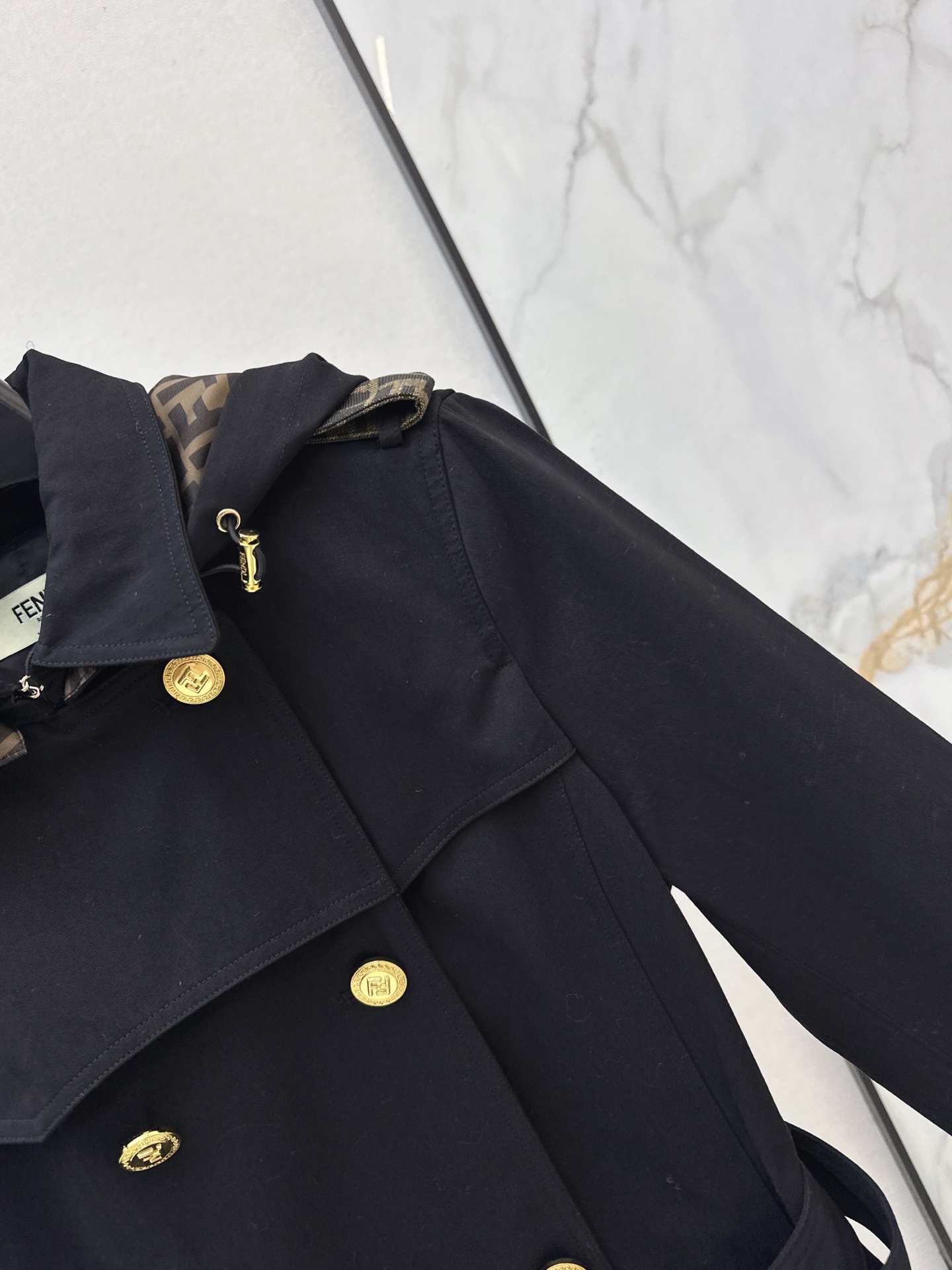 Fen 26fw hooded belted trench coats