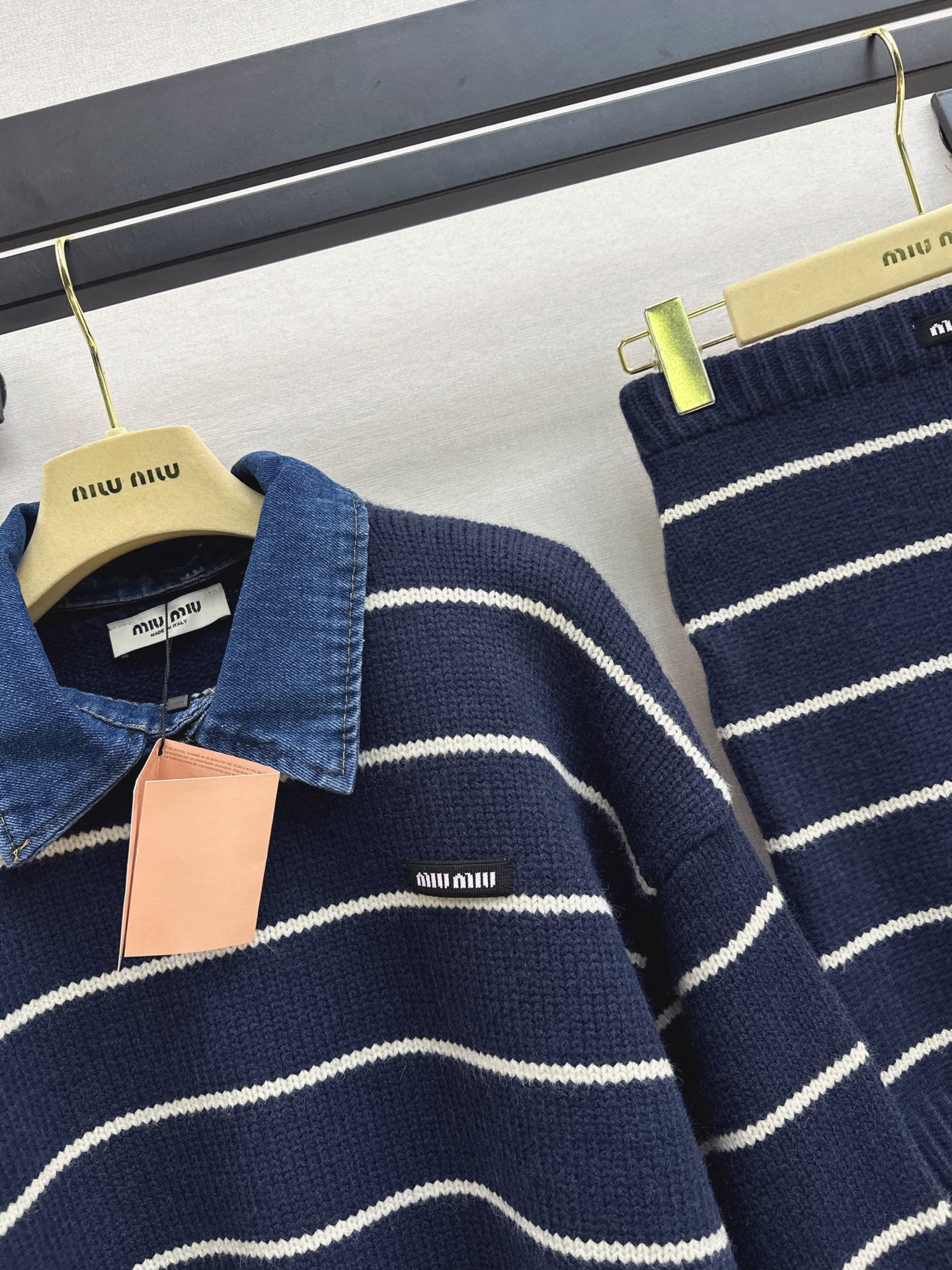 Miu 26fw stripe knitwear skirt sets