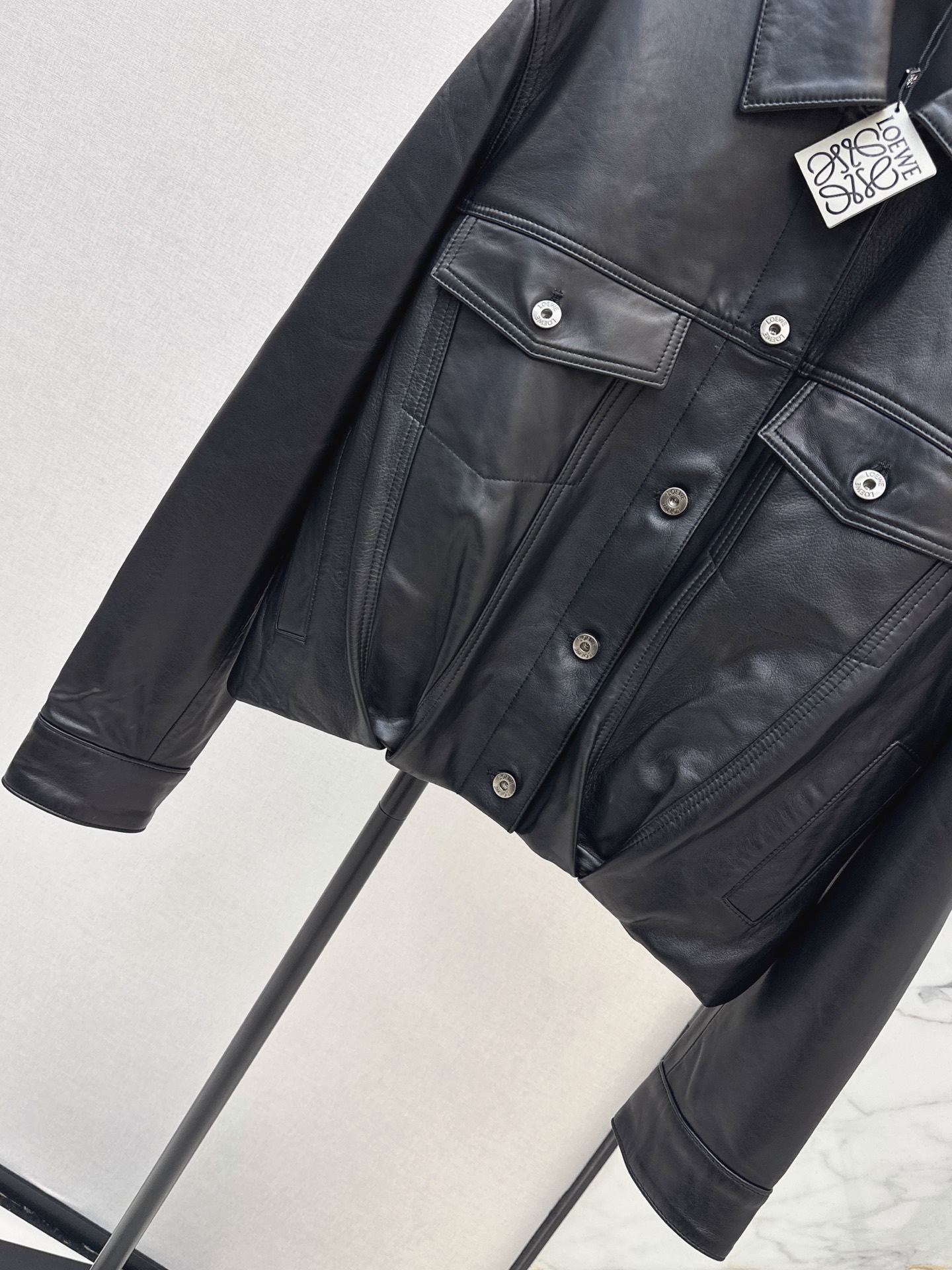 Loe 26fw Leather-Effect Trucker Jacket