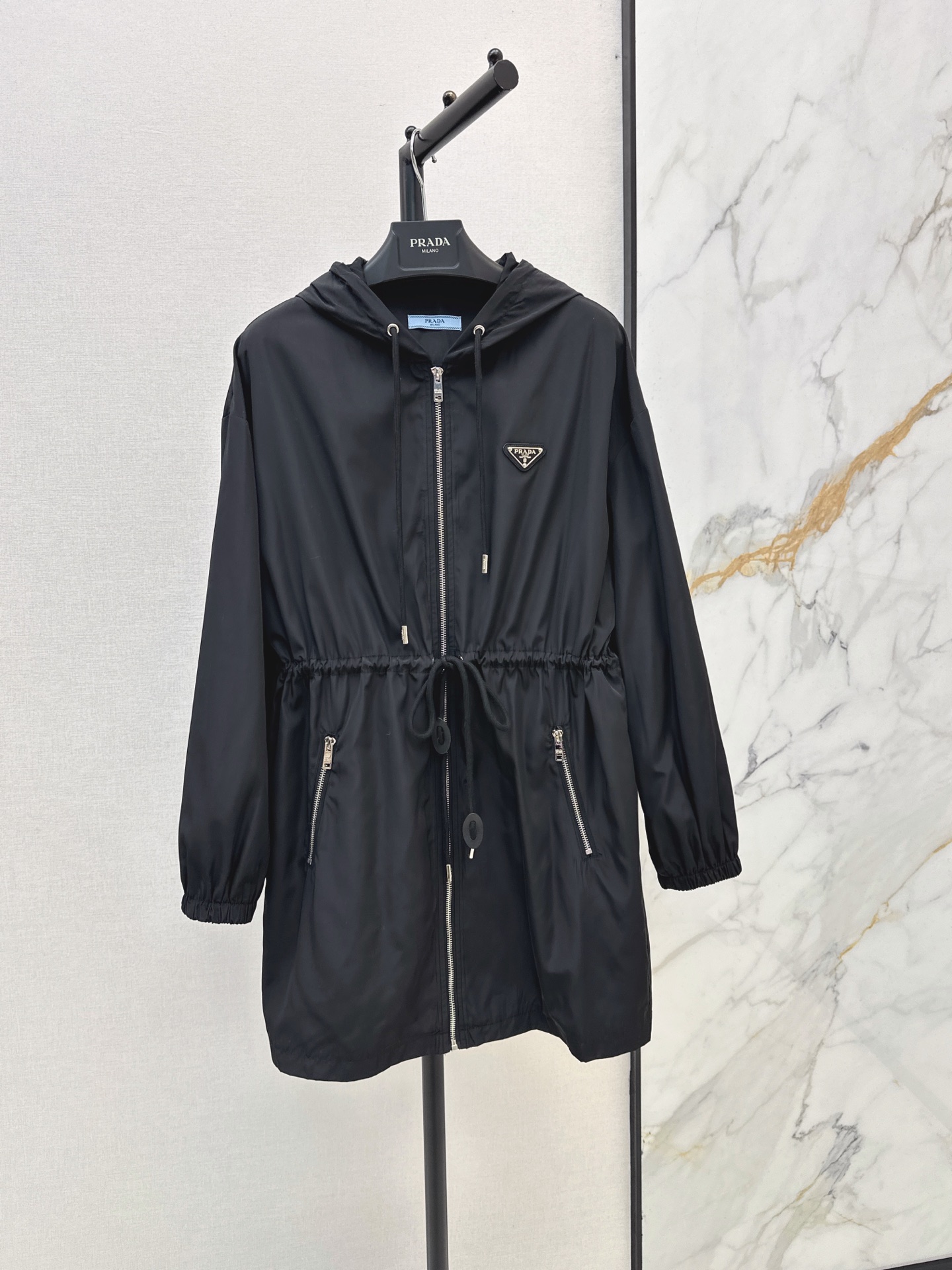 Pra 26fw drawstring hooded trench coats