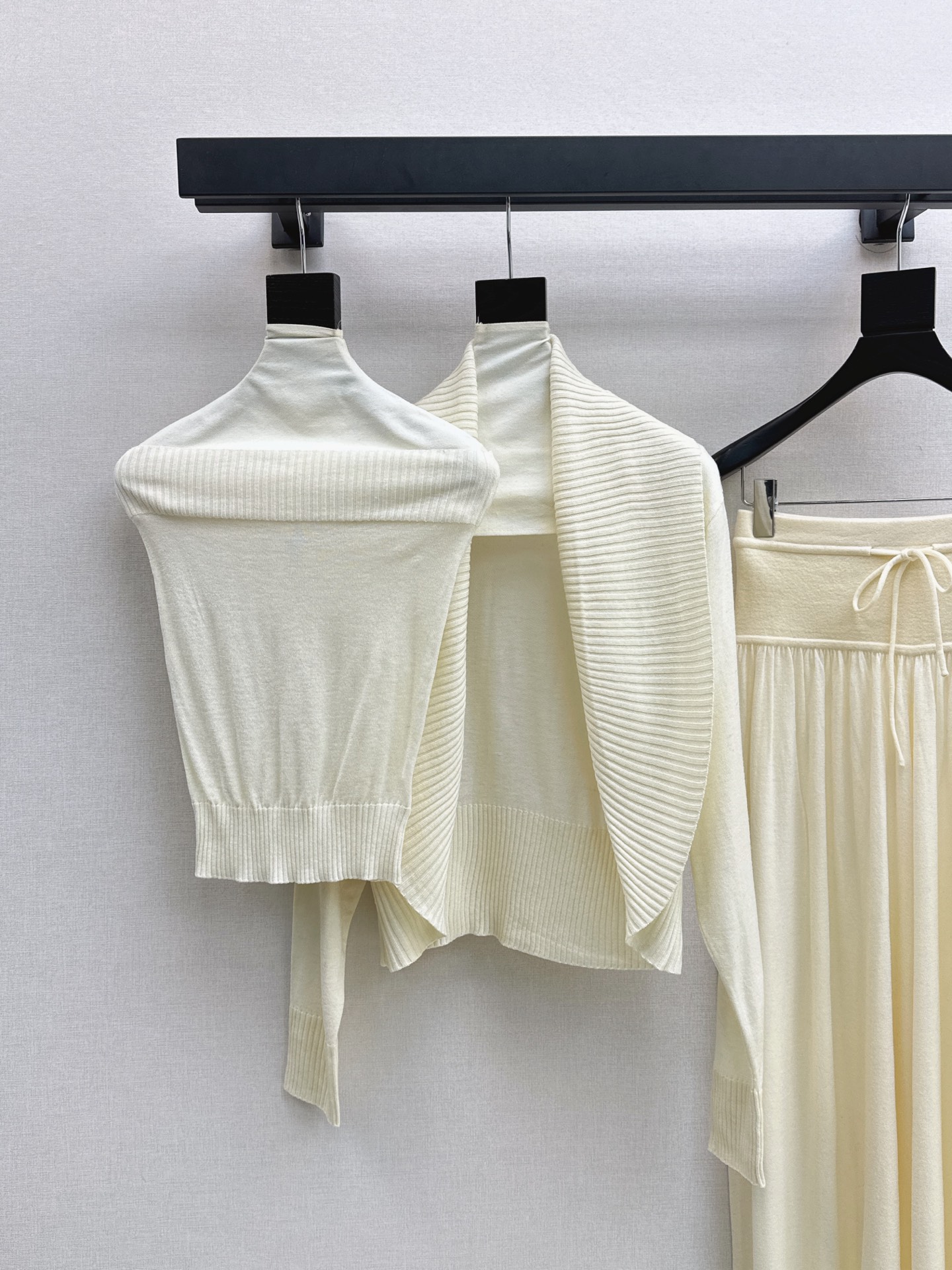 Row 26fw wool cardigan tube top pants sets