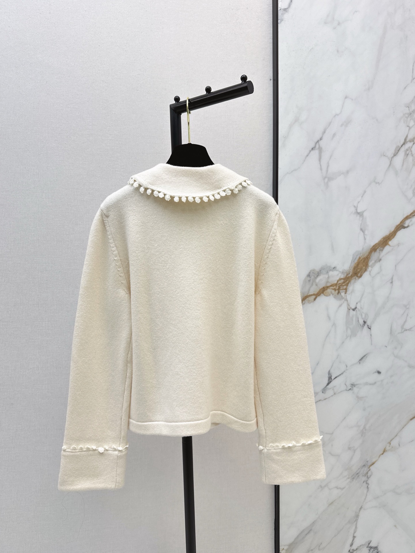 Chan 26fw lace-trim cardigan
