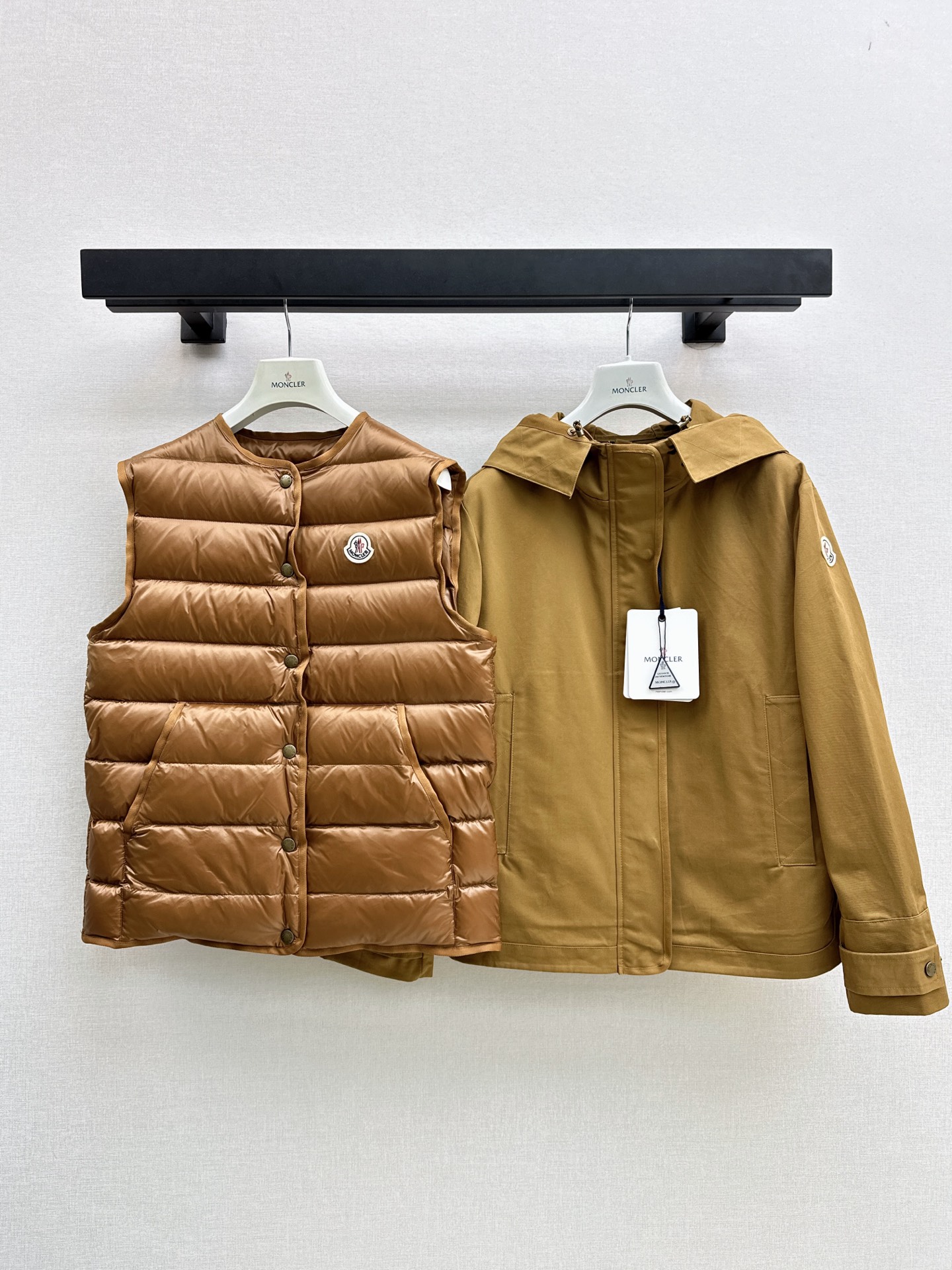 Monc 26fw down vest hooded trench coats sets