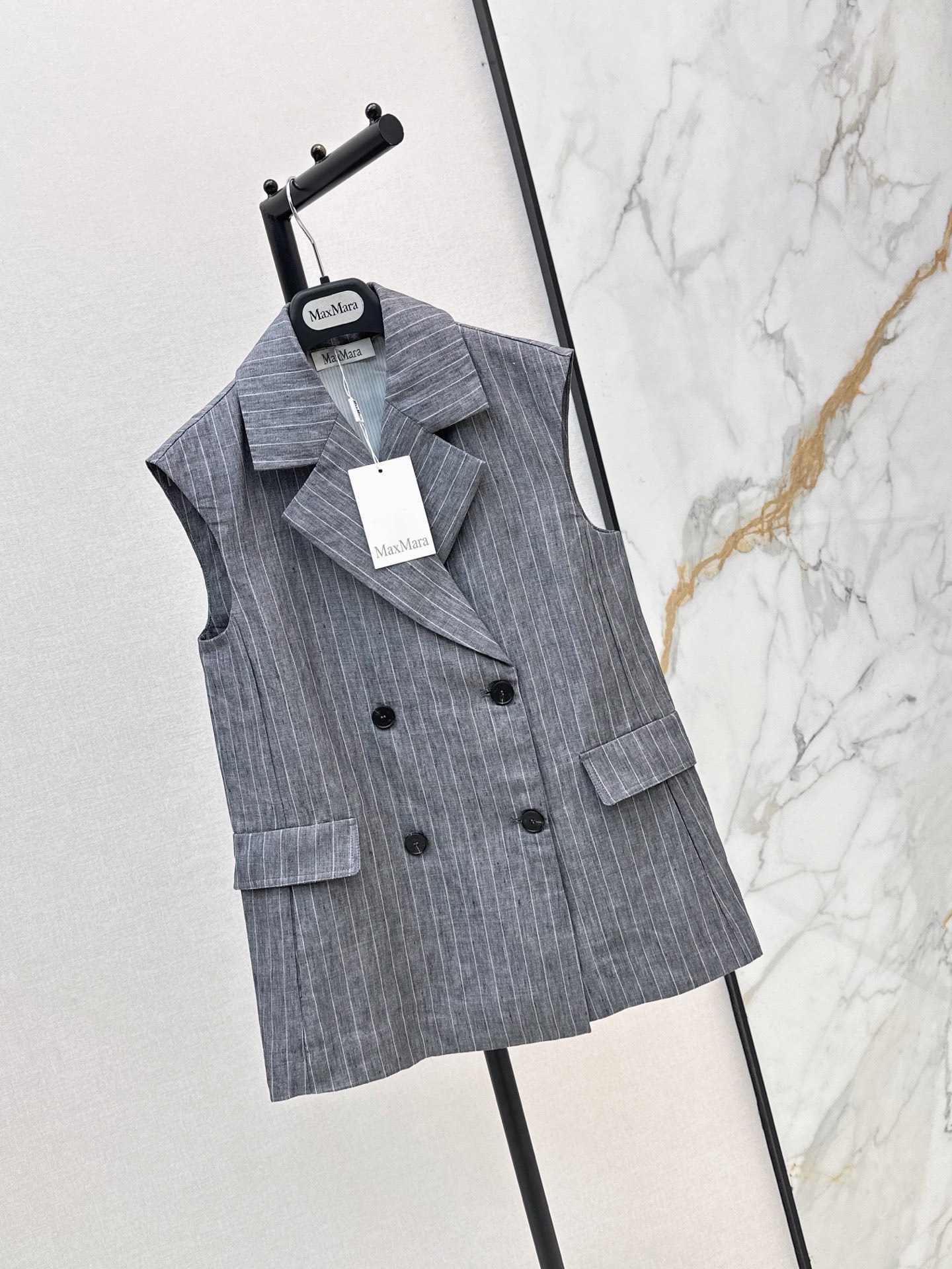 Max 26ss stripe linen suit vest