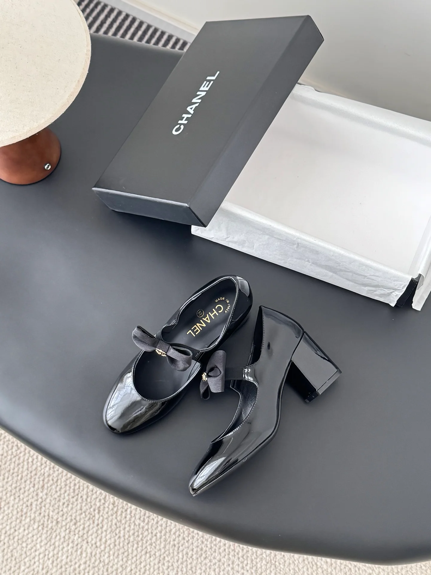 Chan 26ss chunky heel mary jane shoes