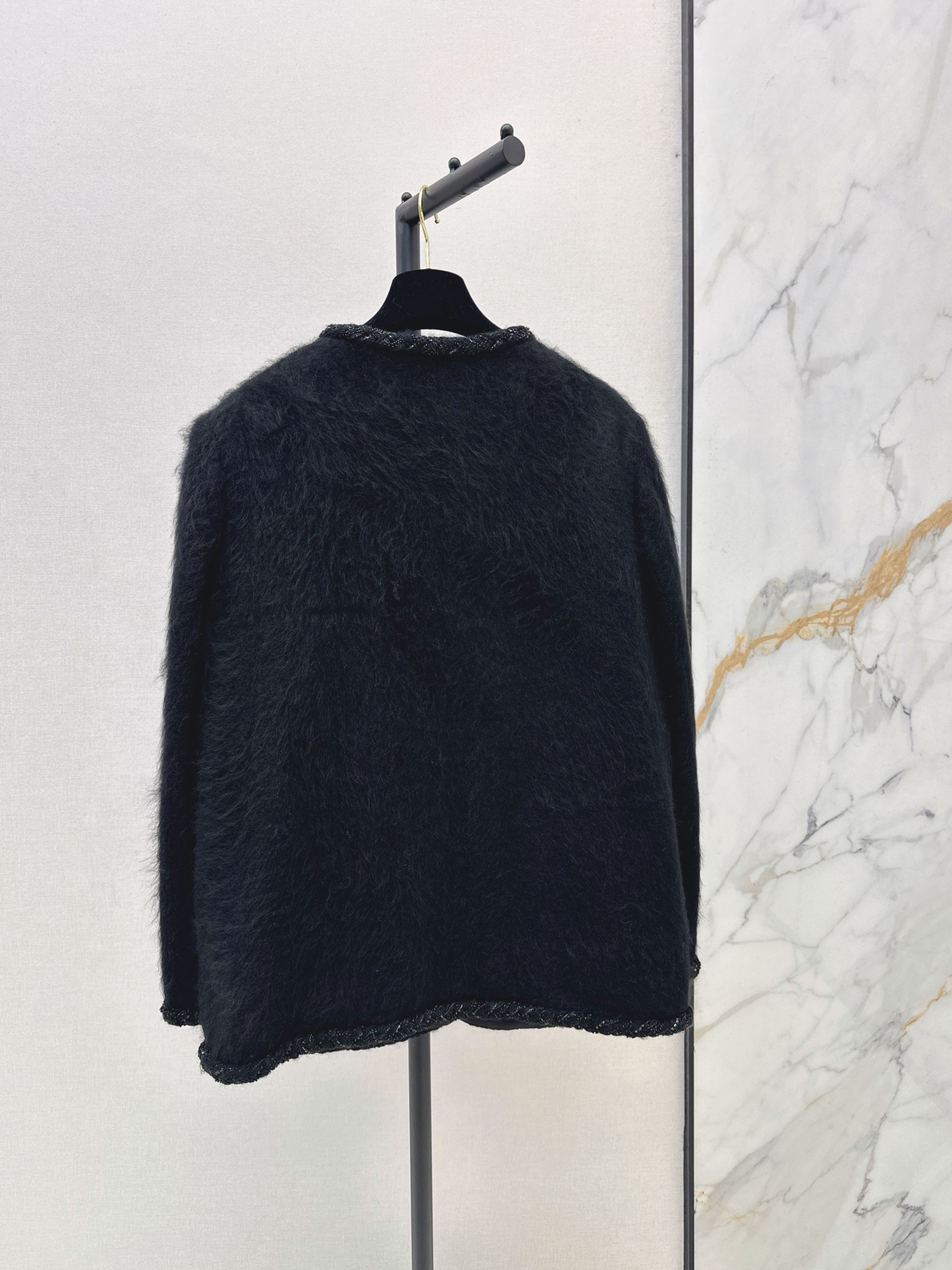 Chan 26fw fuzzy collarless jacket