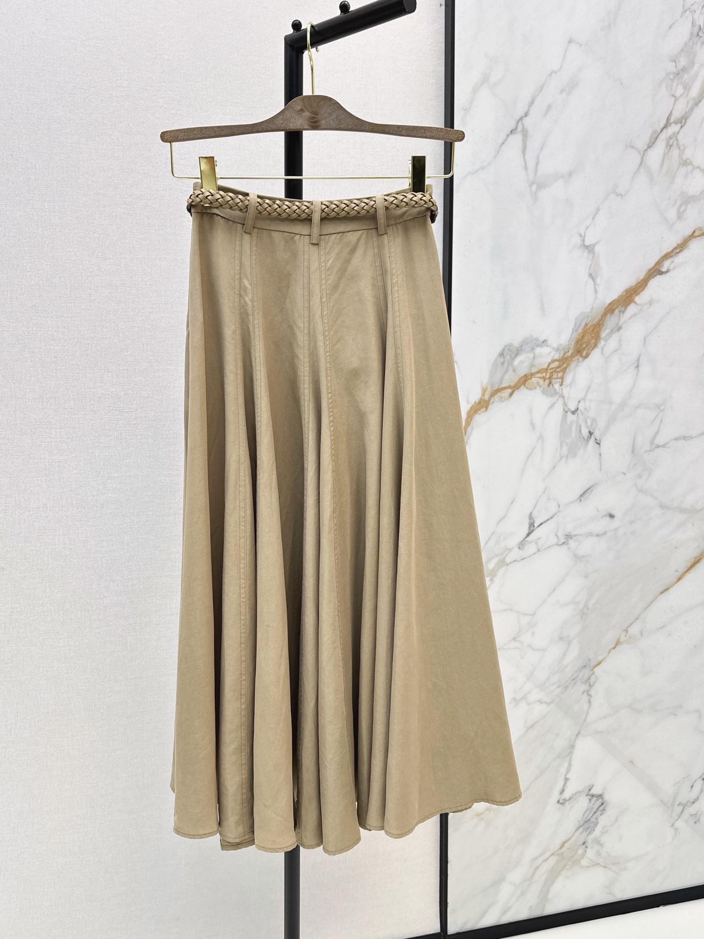 Brun 26ss belted pleated skirt