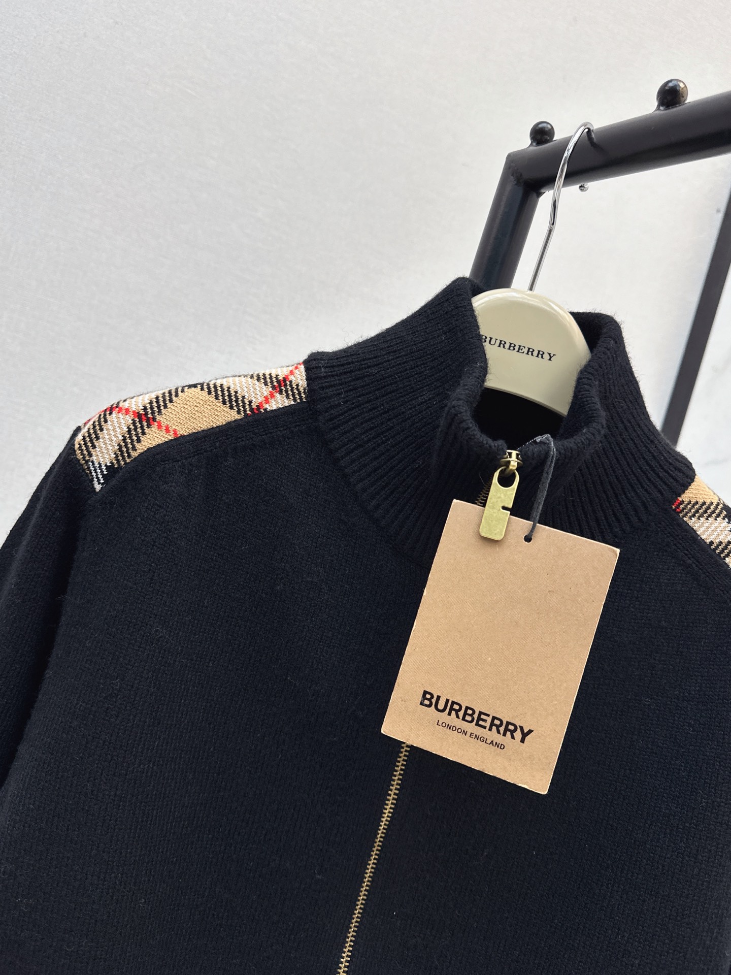 Burb 26fw check contract zipper jacket