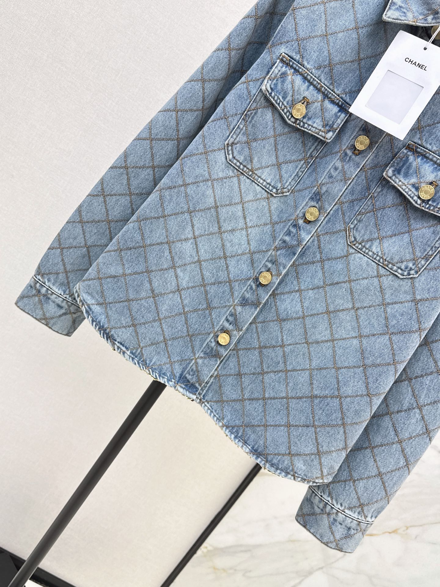 Chan 26fw diamond pattern denim shirt jacket