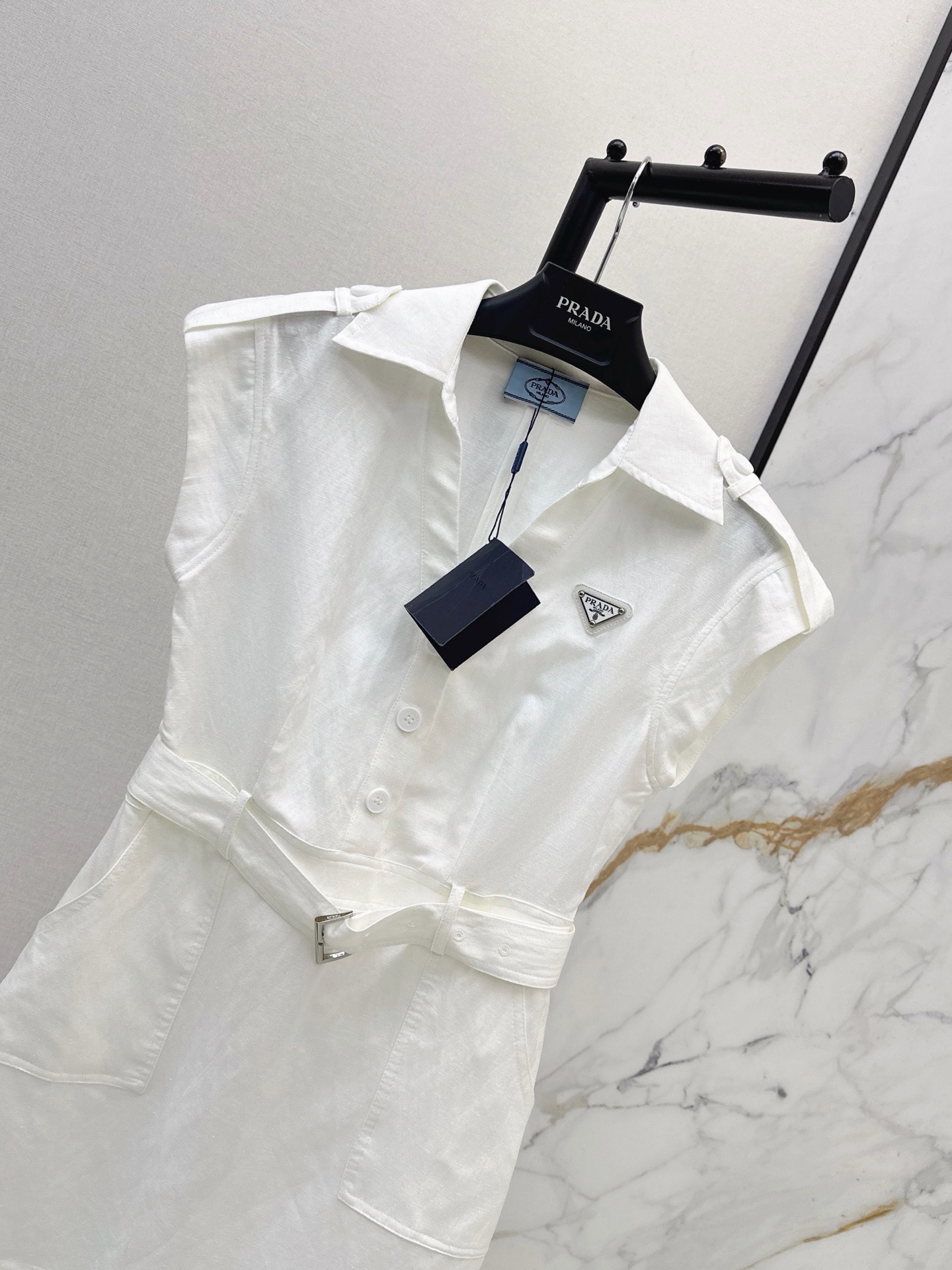 Pra 26ss sleeveless linen dress
