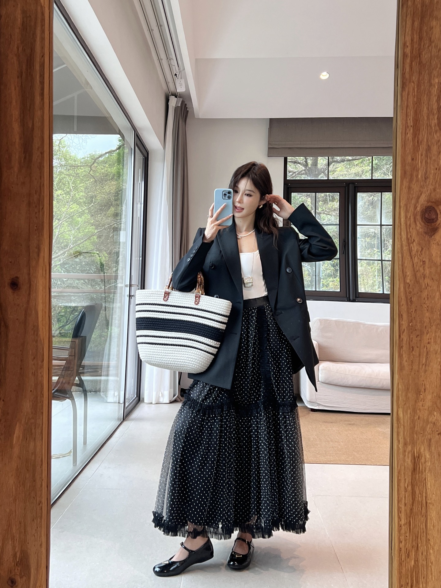 CD 26fw pokla dots mesh skirt