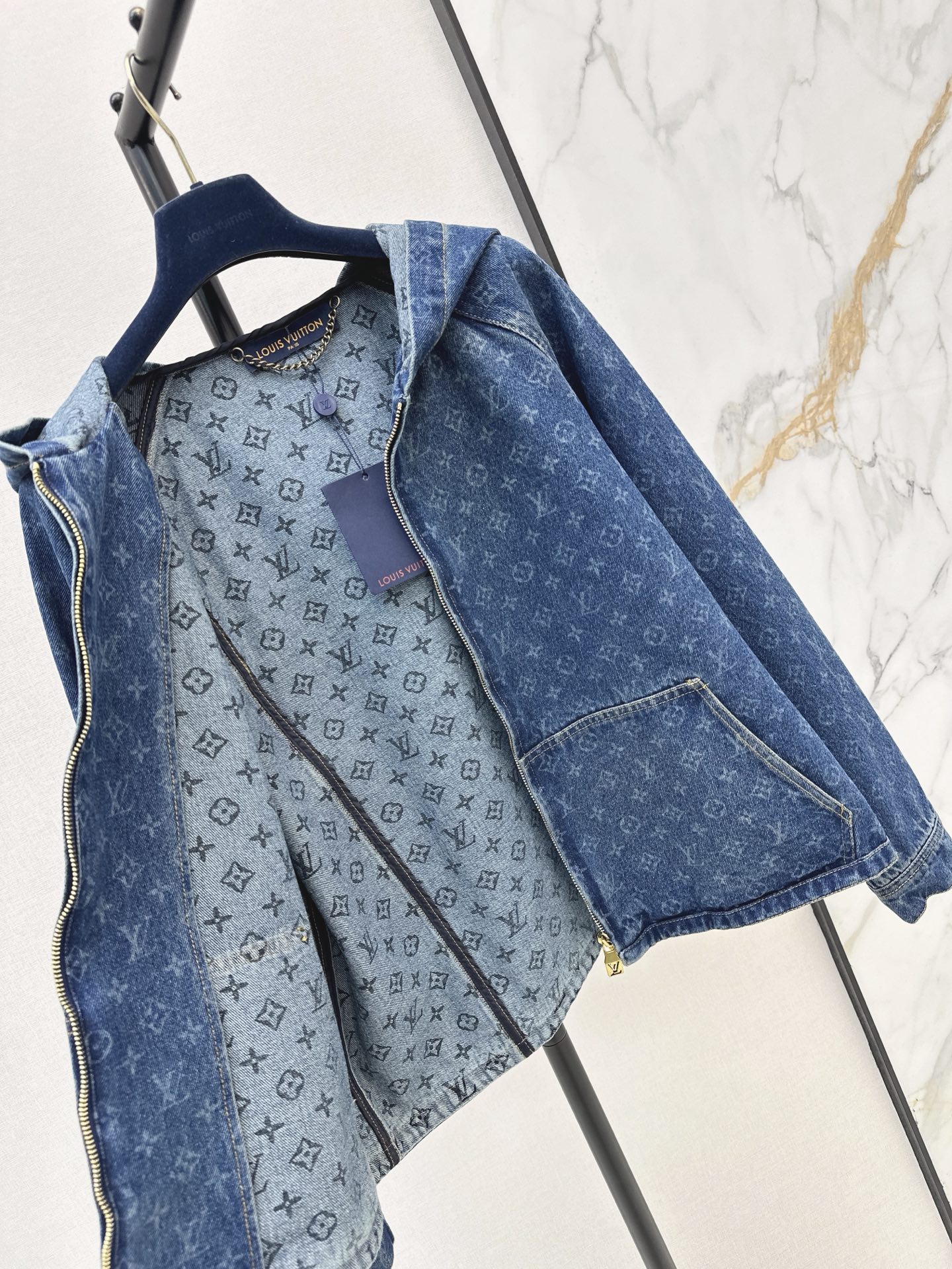 Loui 26fw jacquard hooded denim jacket