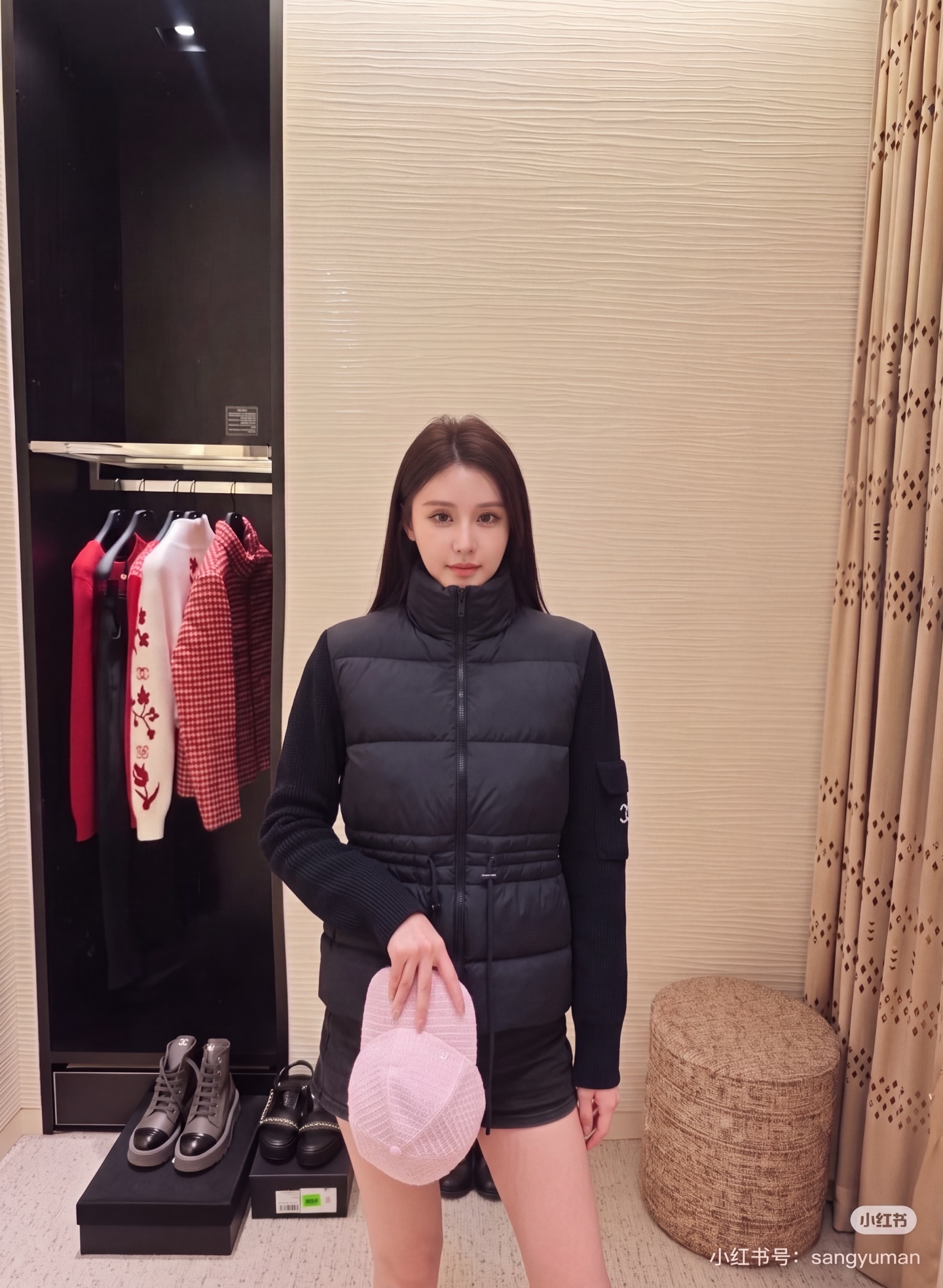 Chan 26fw wool contract drawstring down jacket