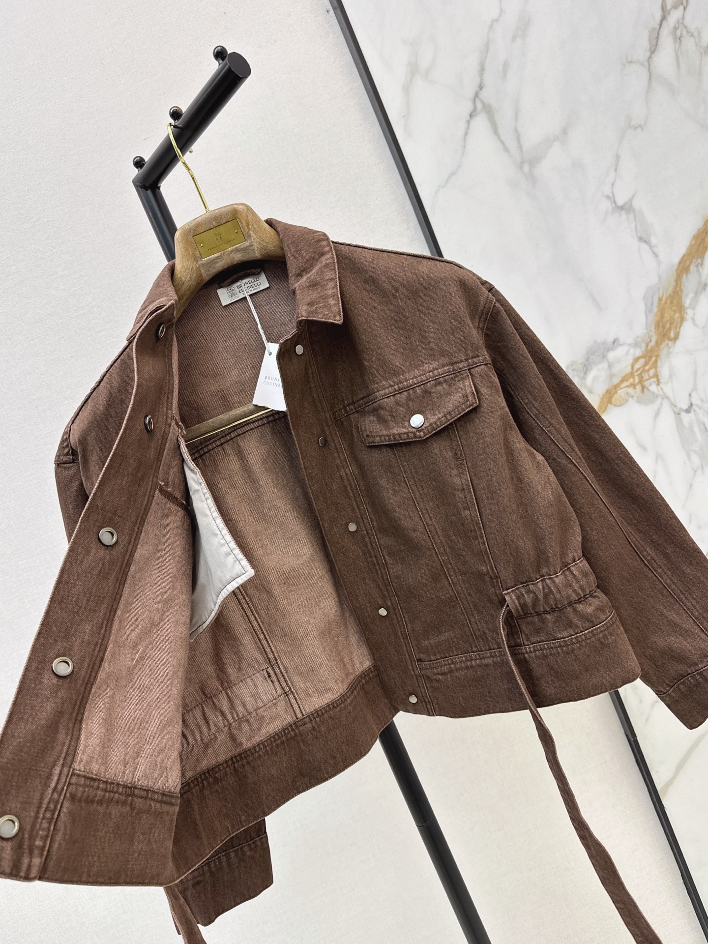 Brun 26fw drawstring denim jacket