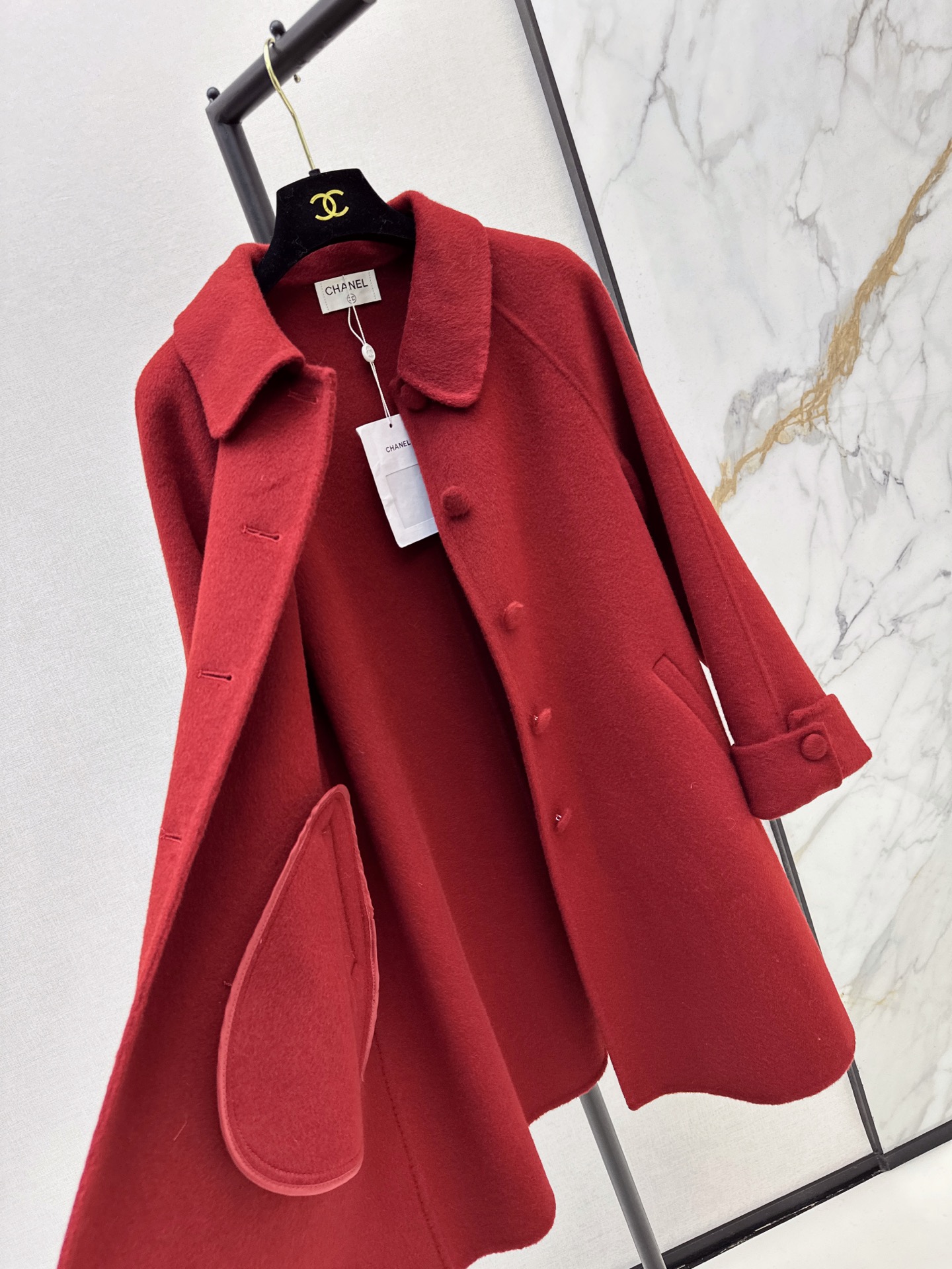Chan 26fw 3d floarl belted overcoats
