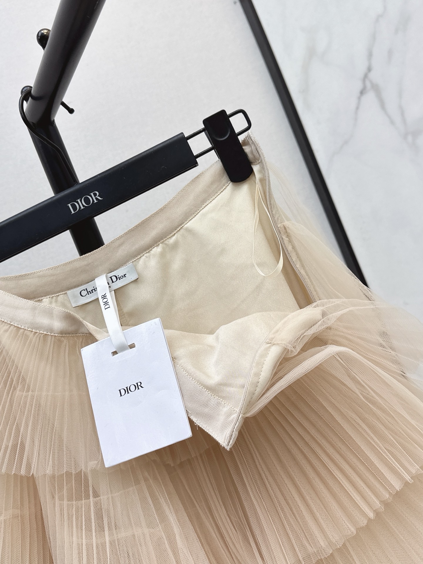 CD 26fw tiered pleated tulle midi skirt