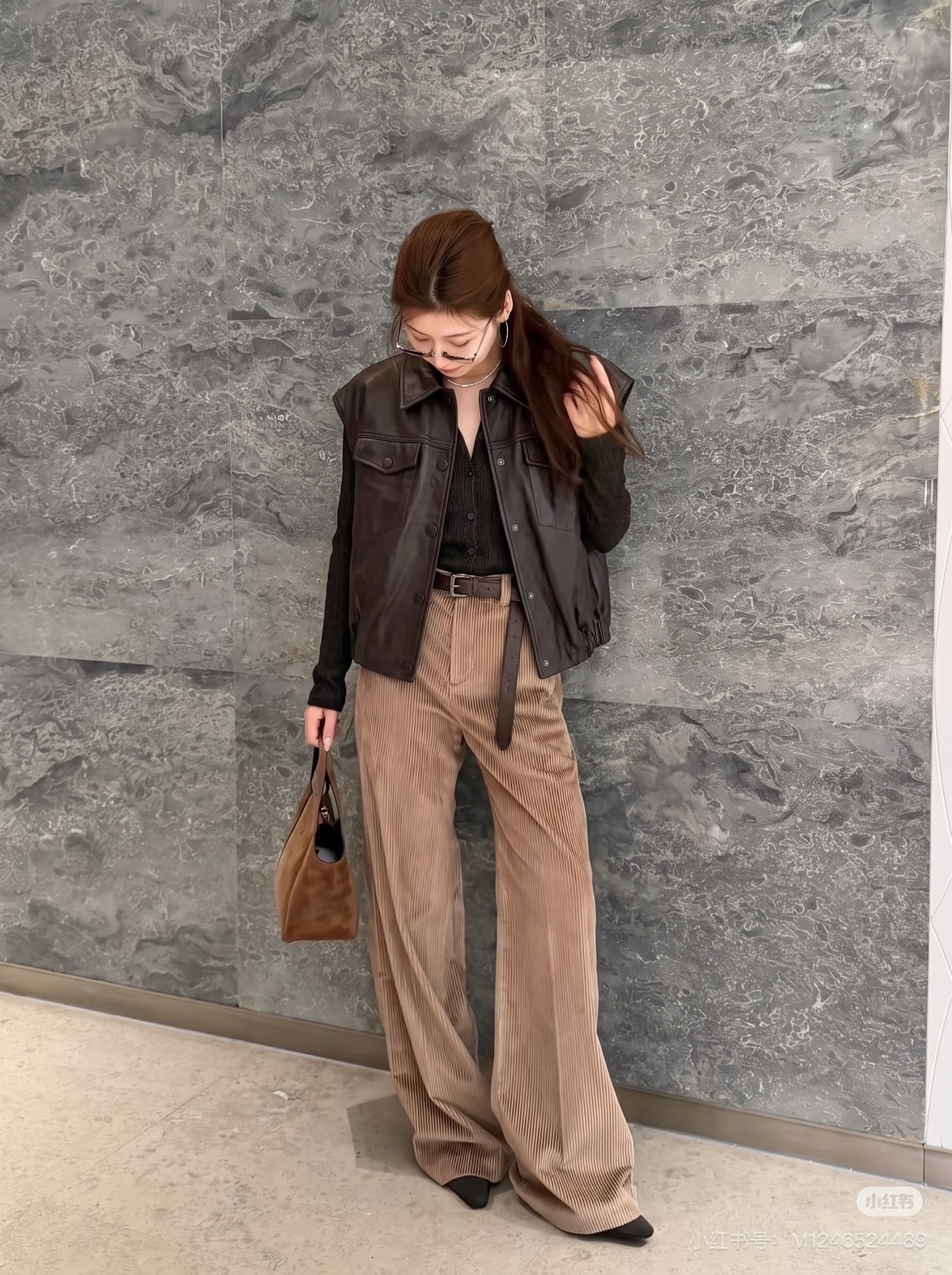 Brun 26fw leather vest jacket