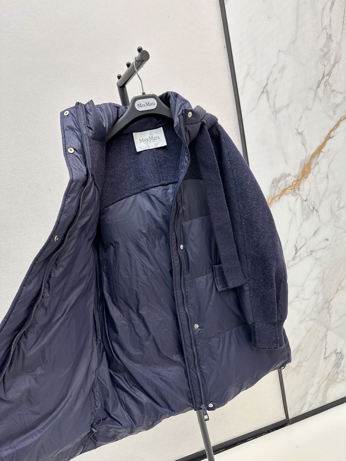Max 26fw knit contract hooded down jacket