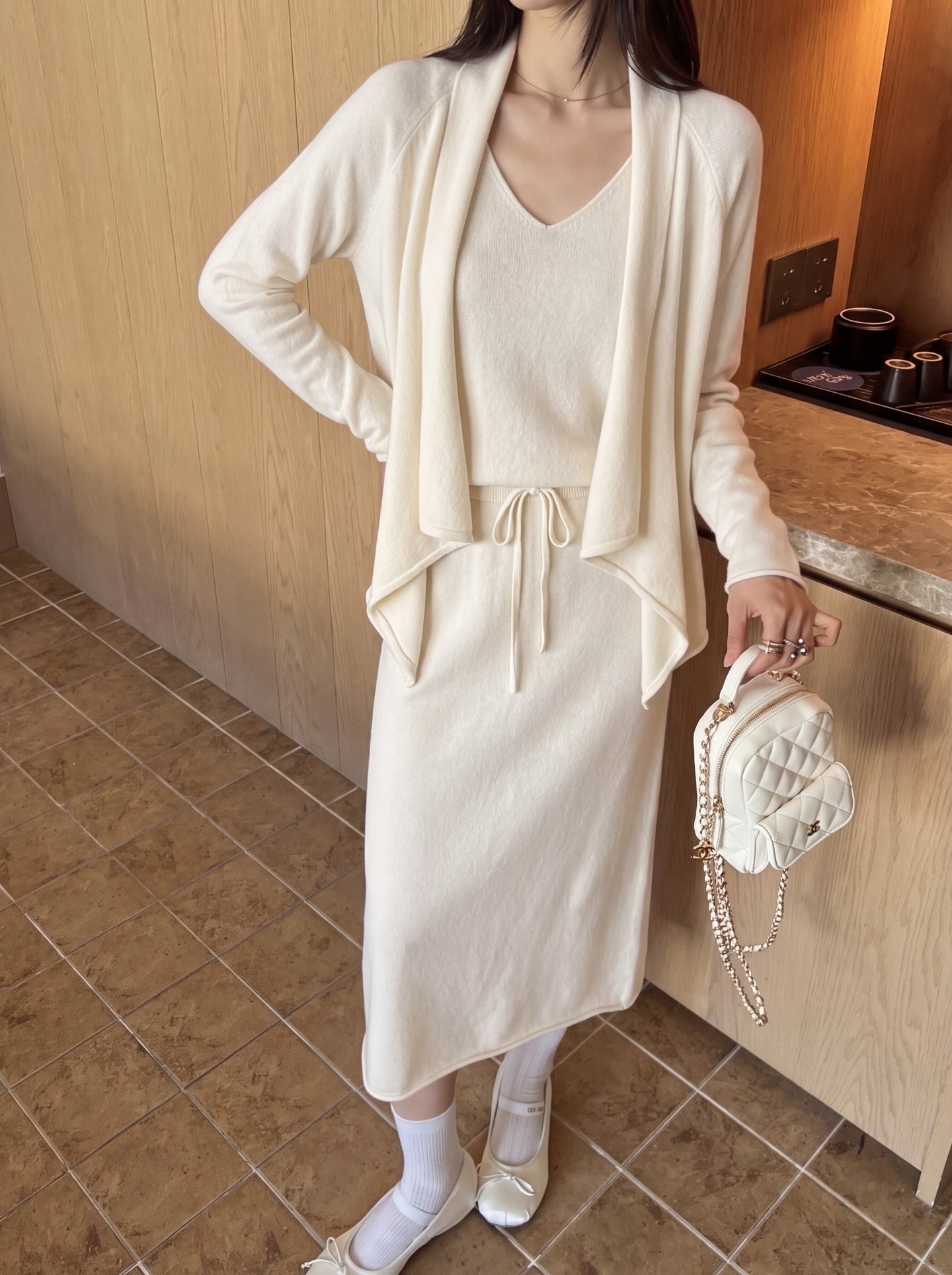 Max 26fw wool knit vest cardigan skirt sets