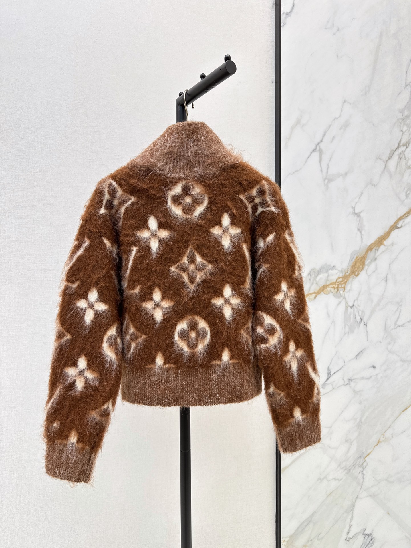 Loui 26fw jacquard zipper knit cardigan
