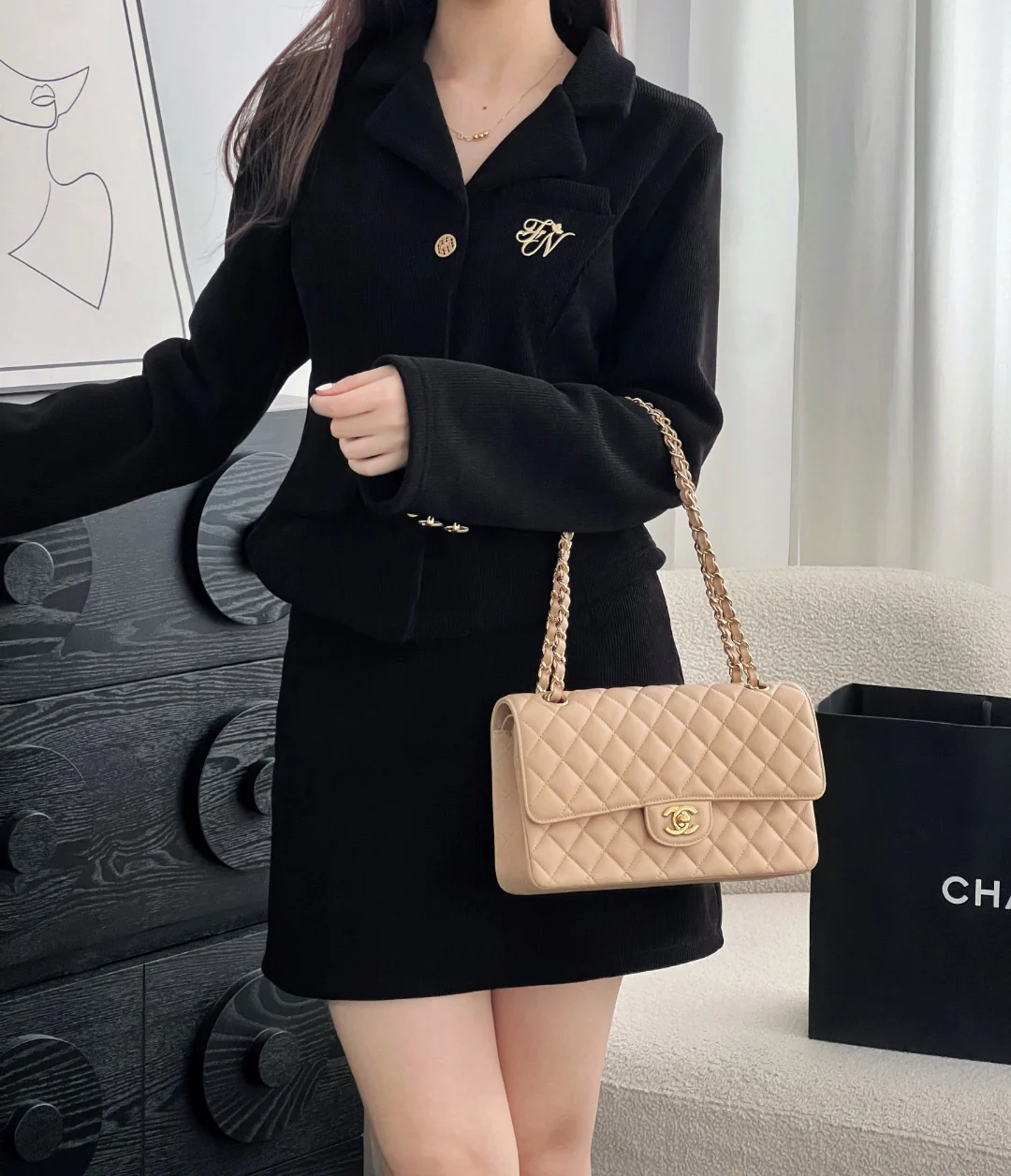 Chan cf25 chain shoulder bag