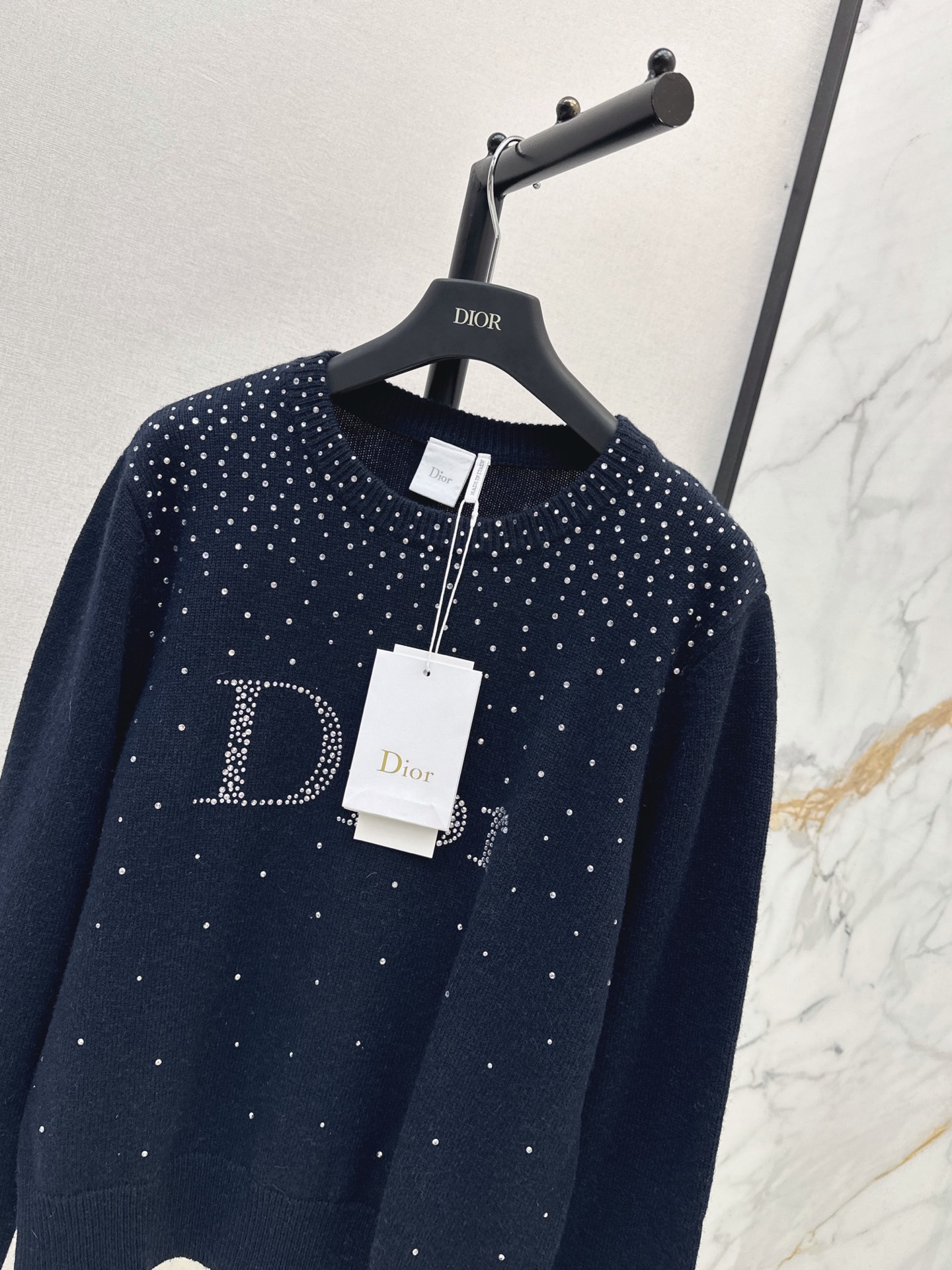 CD 26fw rhinestooth knit sweater