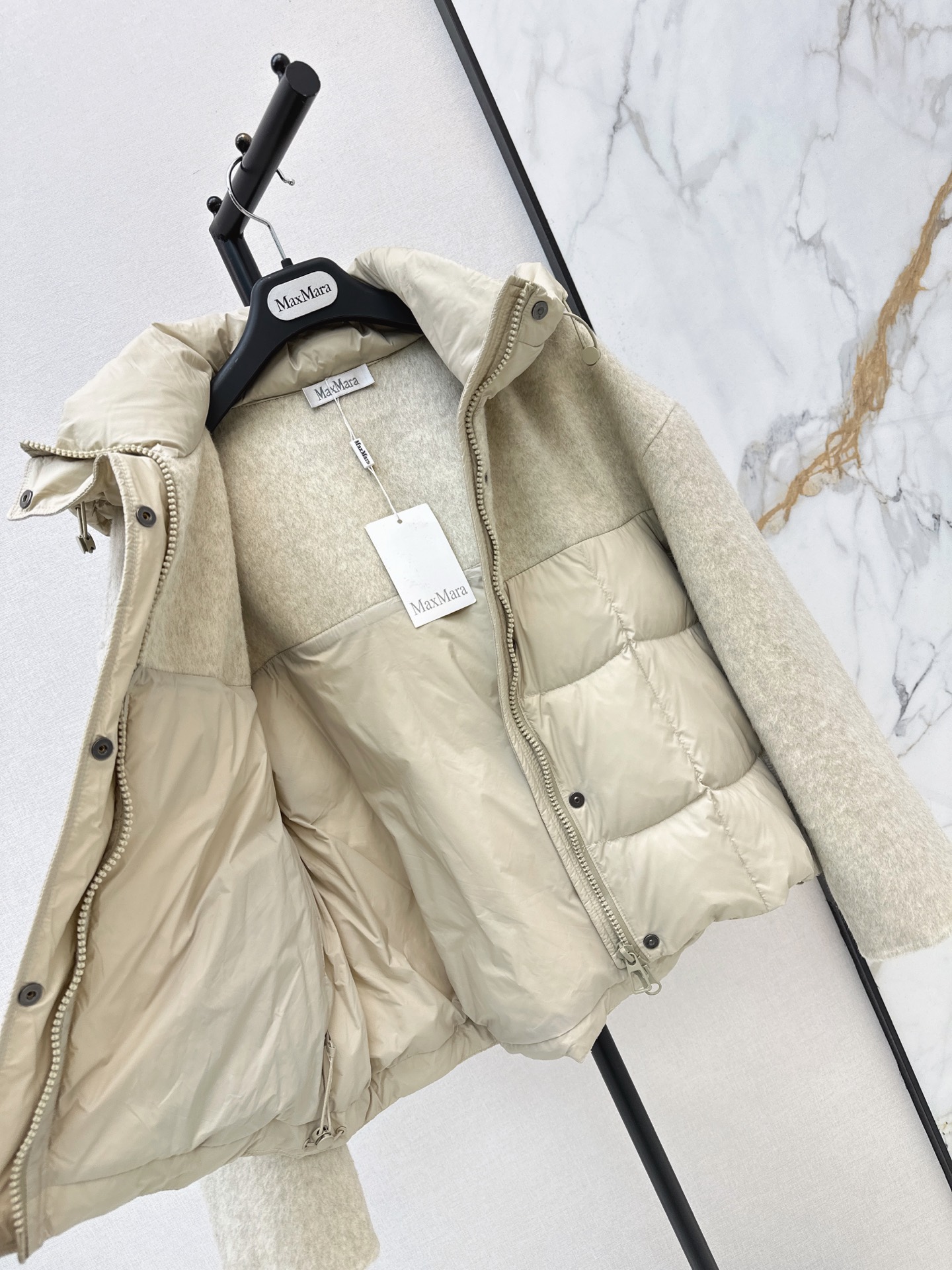 Max 26fw hooded wool contract down jacket