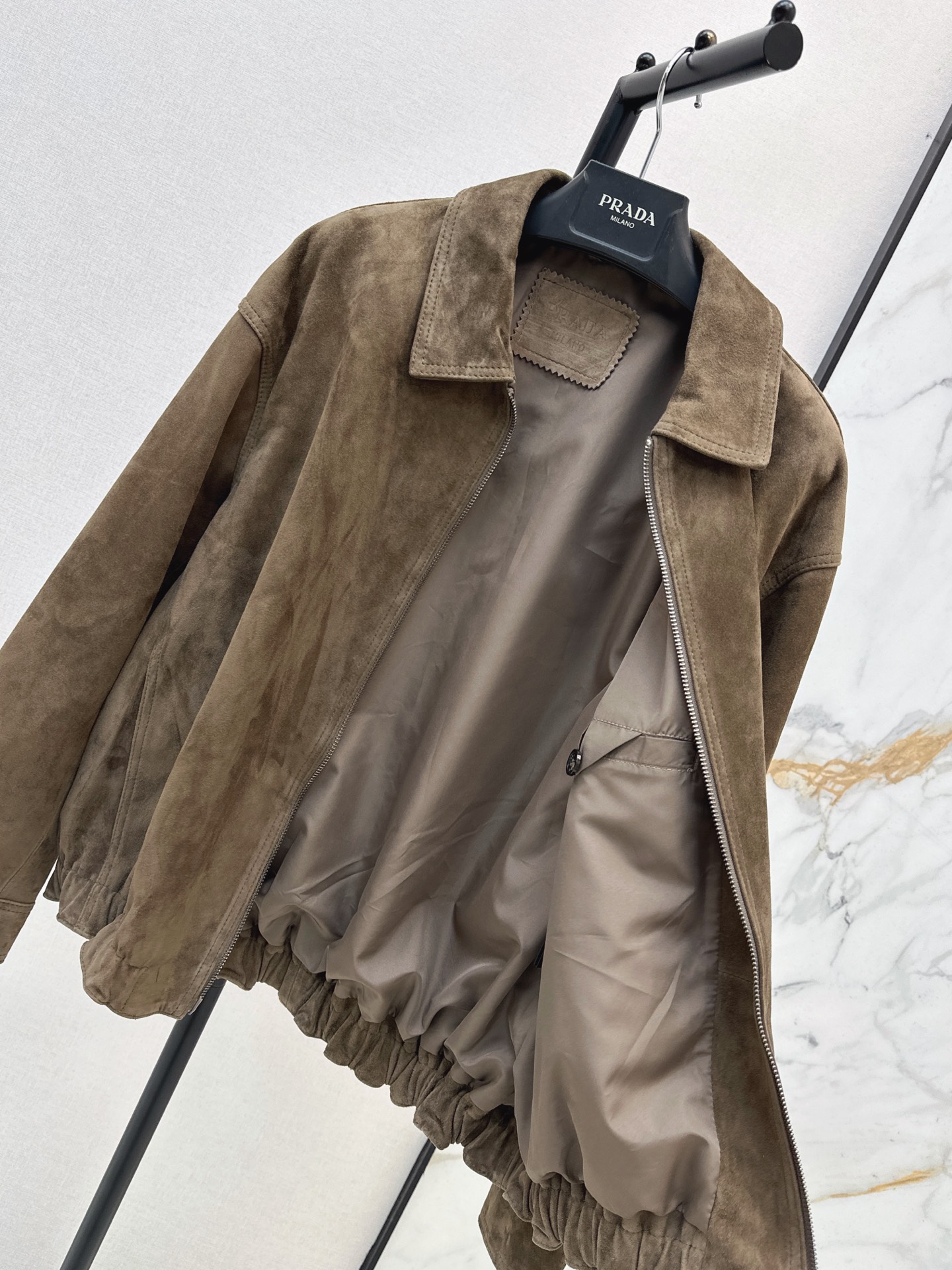 Pra 26fw suede leather jacket