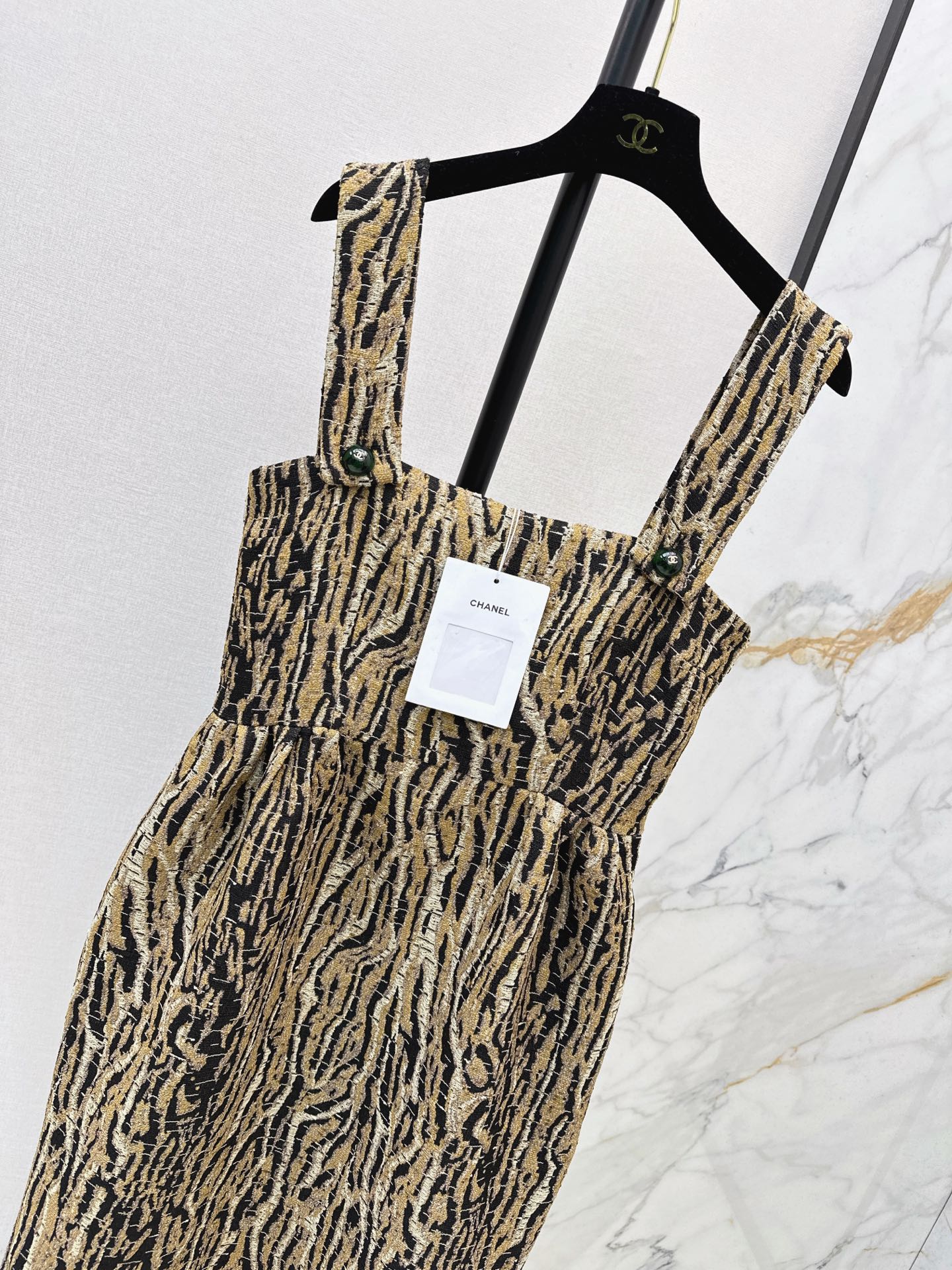 Chan 26fw leopard jacquard slip dress