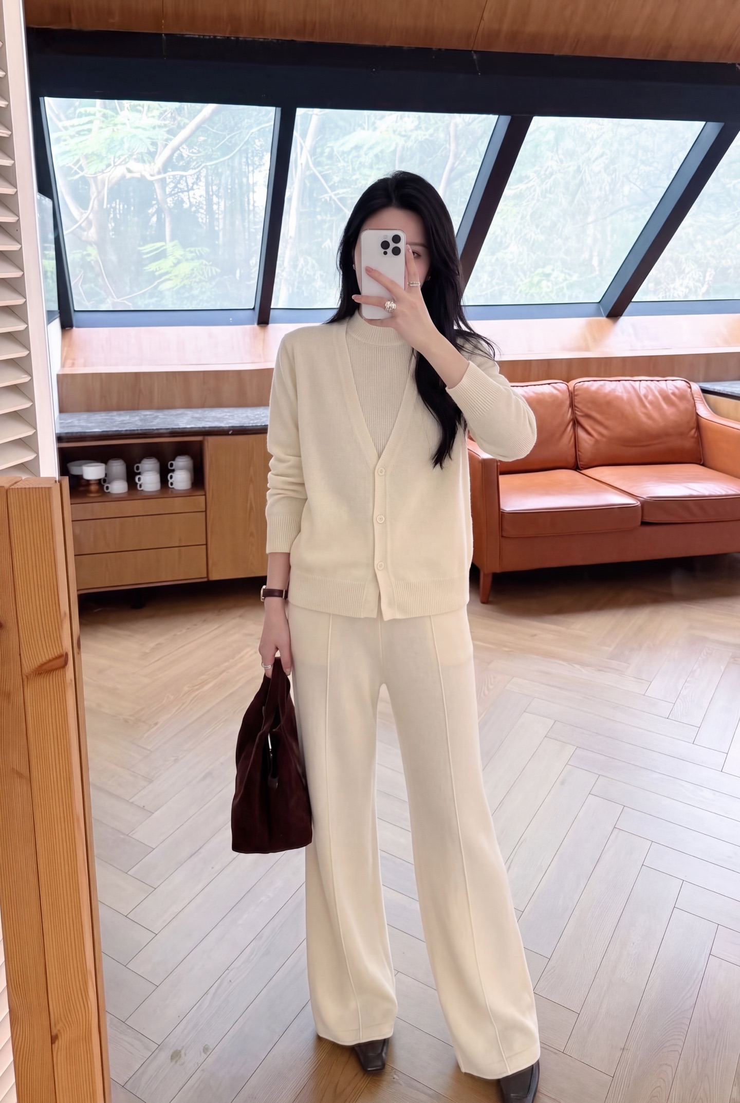 Brun 26fw knit vest cardigan pants sets