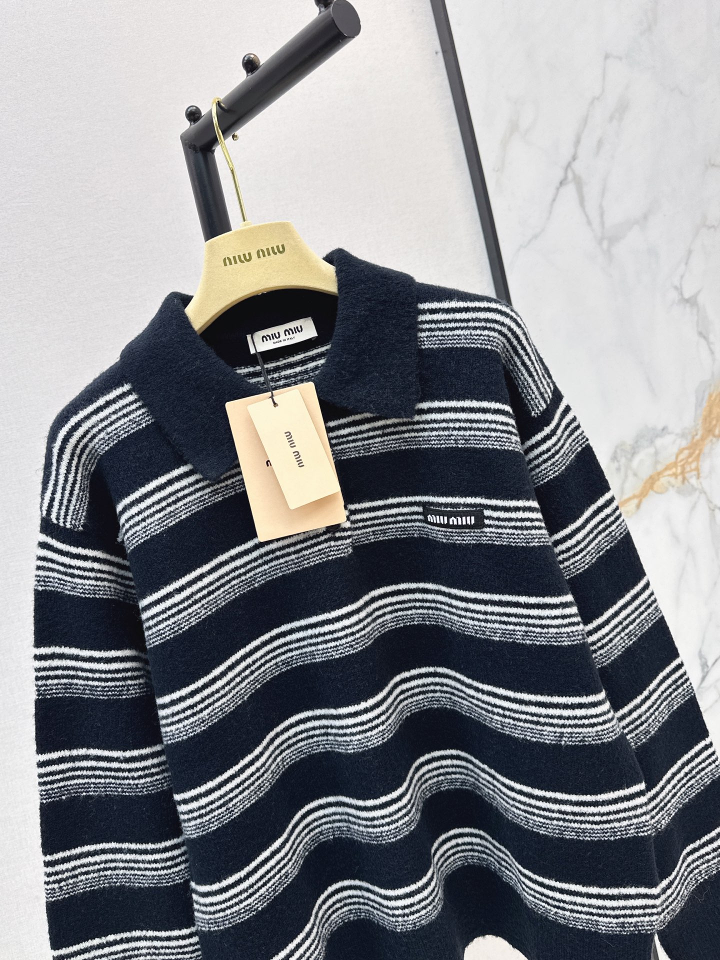 Miu 26fw stripe polo knitwear