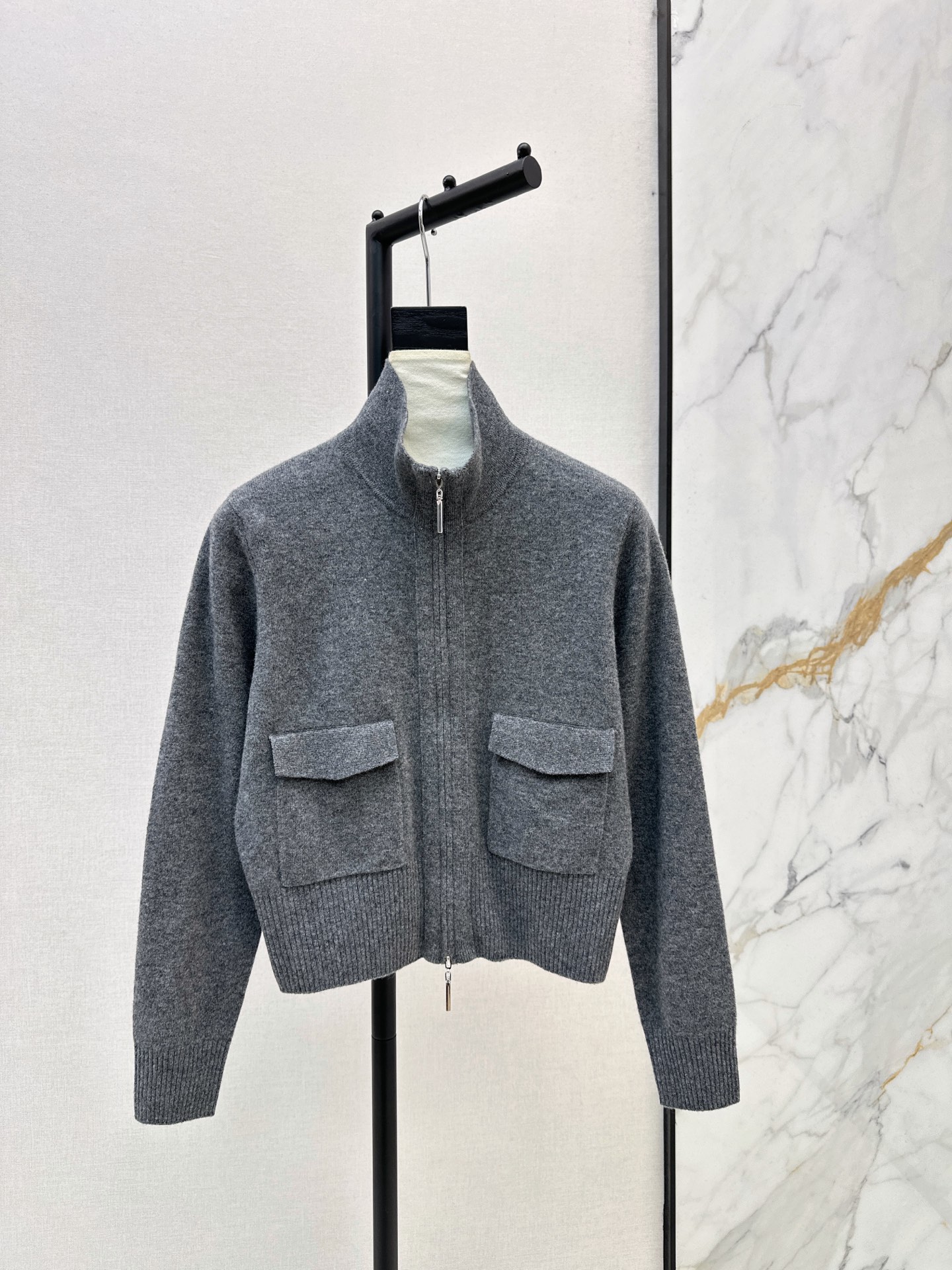 Brun 26fw stand collar knit cardigan