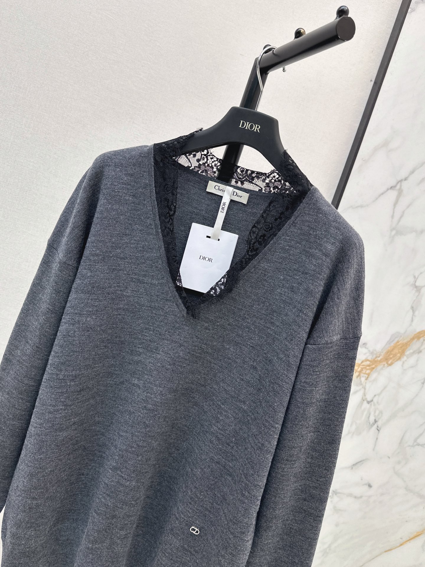CD 26fw lace contract sweater