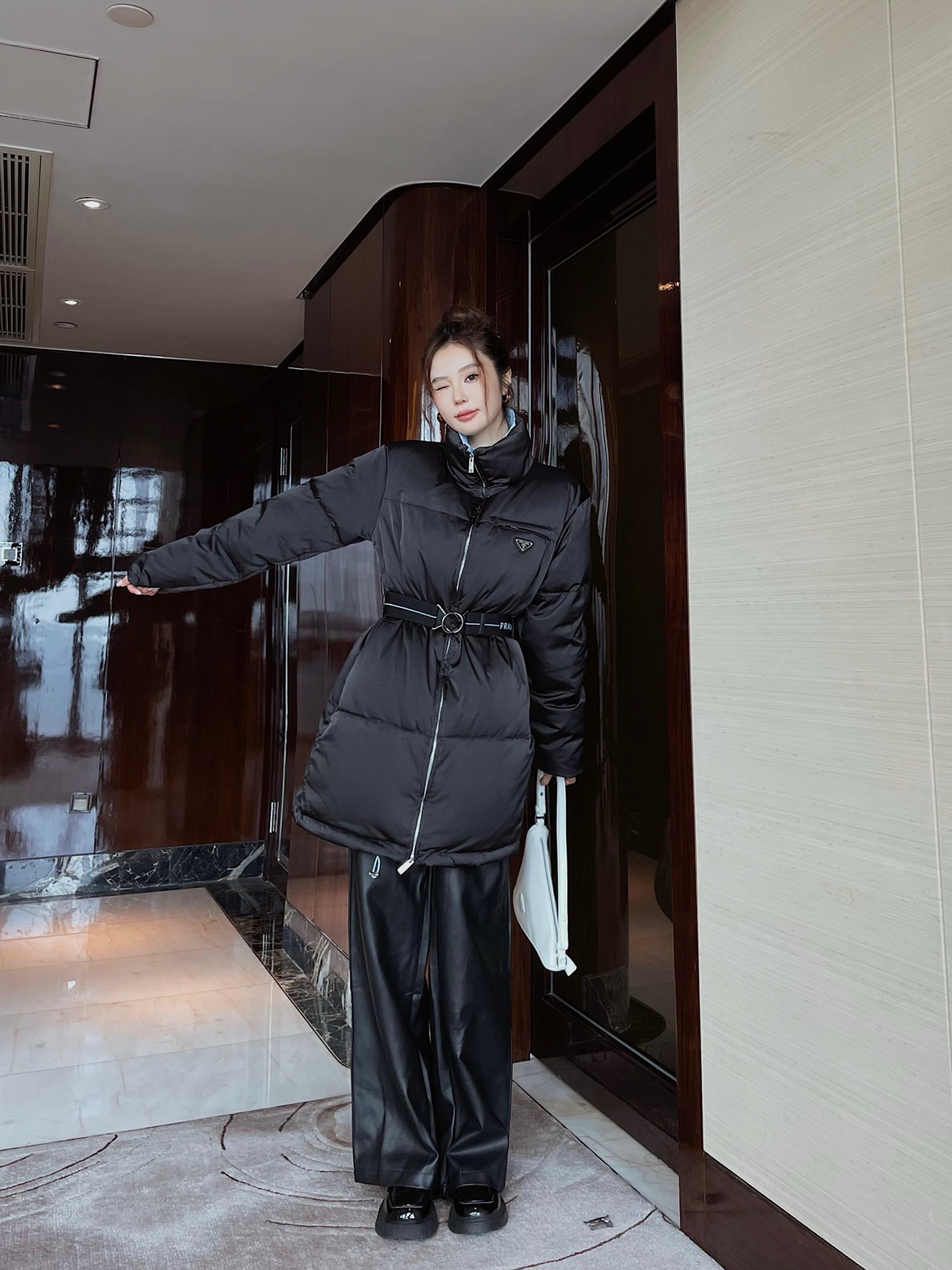 Pra 26fw belted down jacket