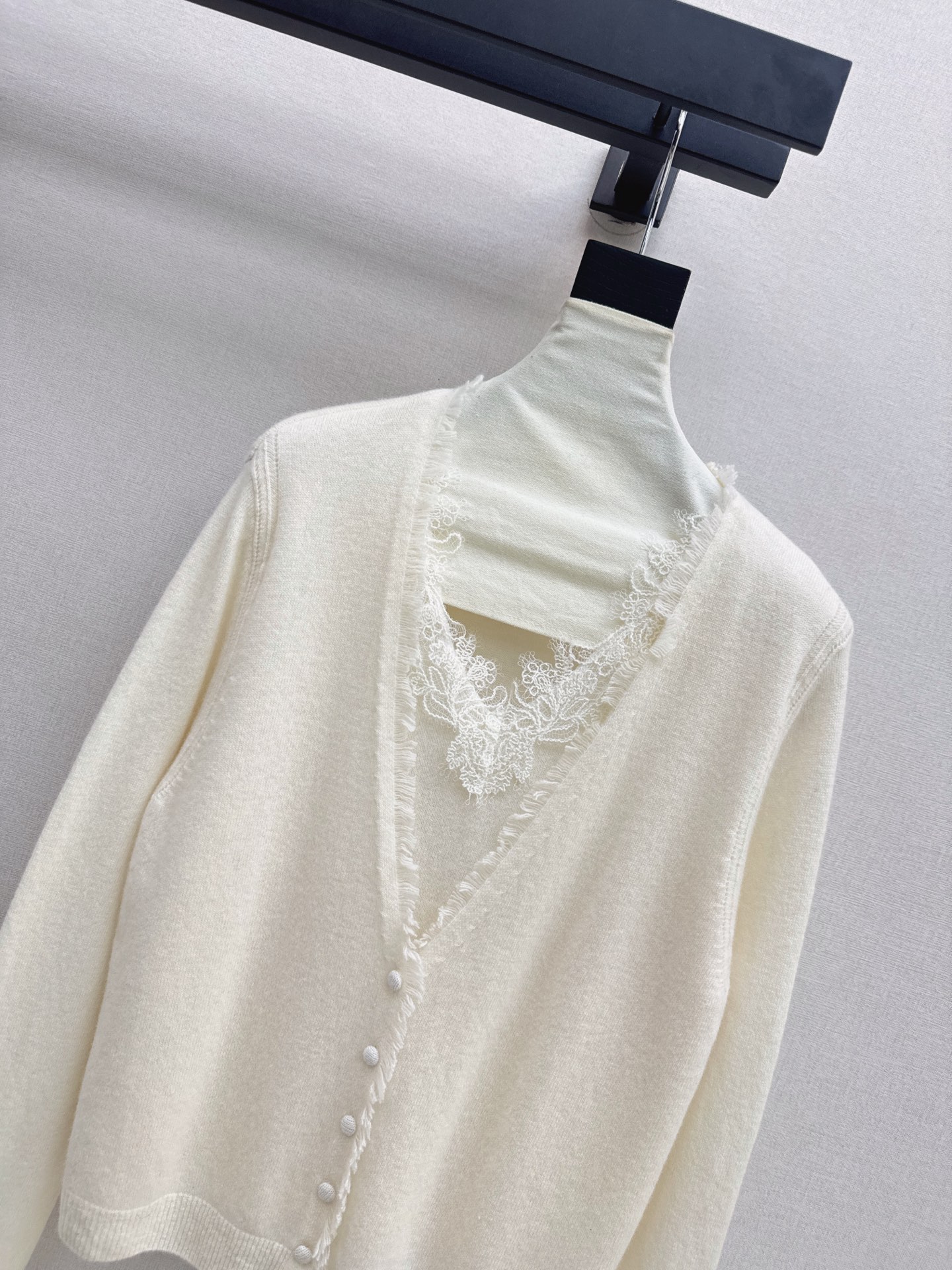 ES 26fw lace contract wool cardigan