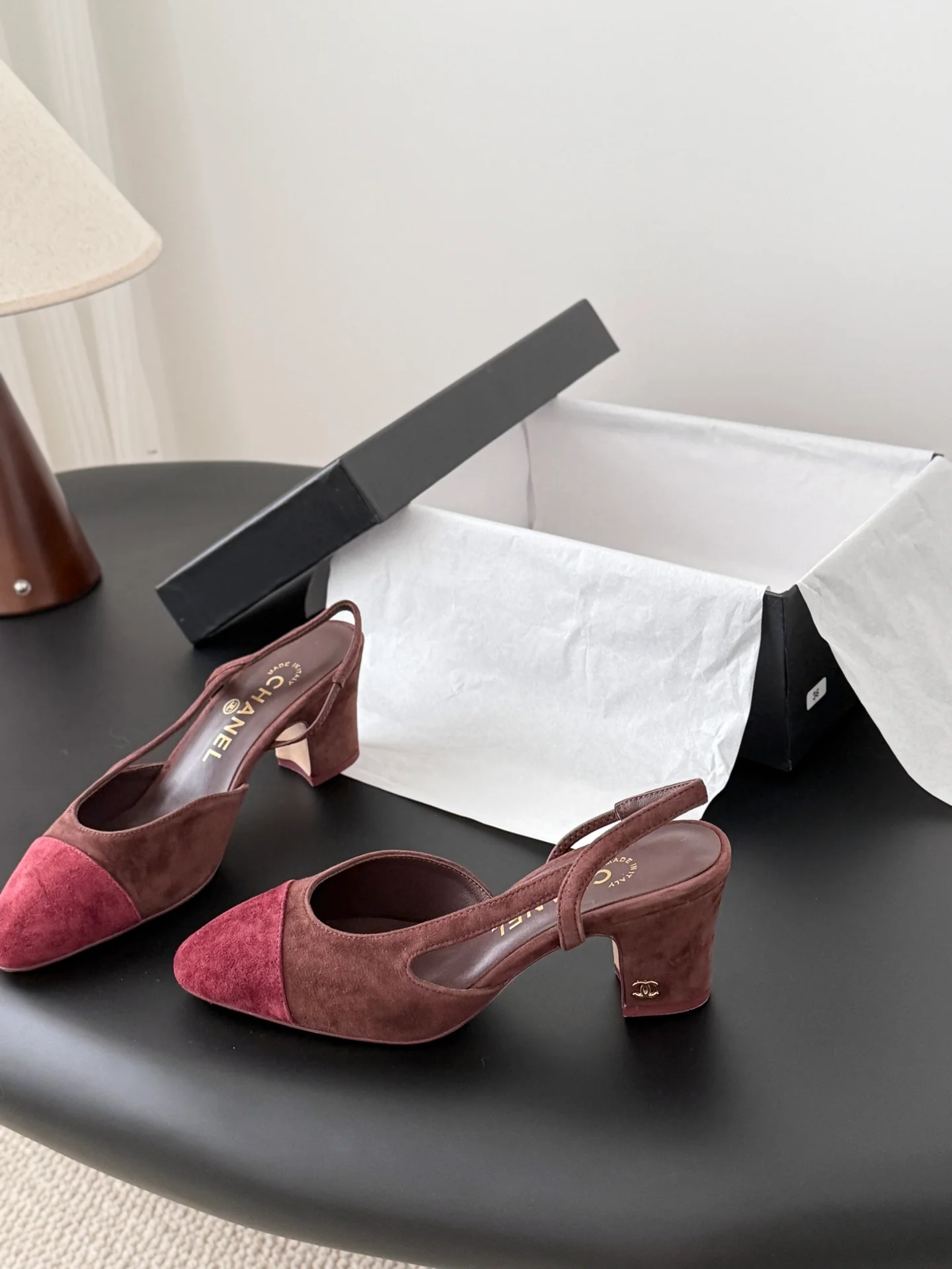 Chan 25fw slingback chunky heels