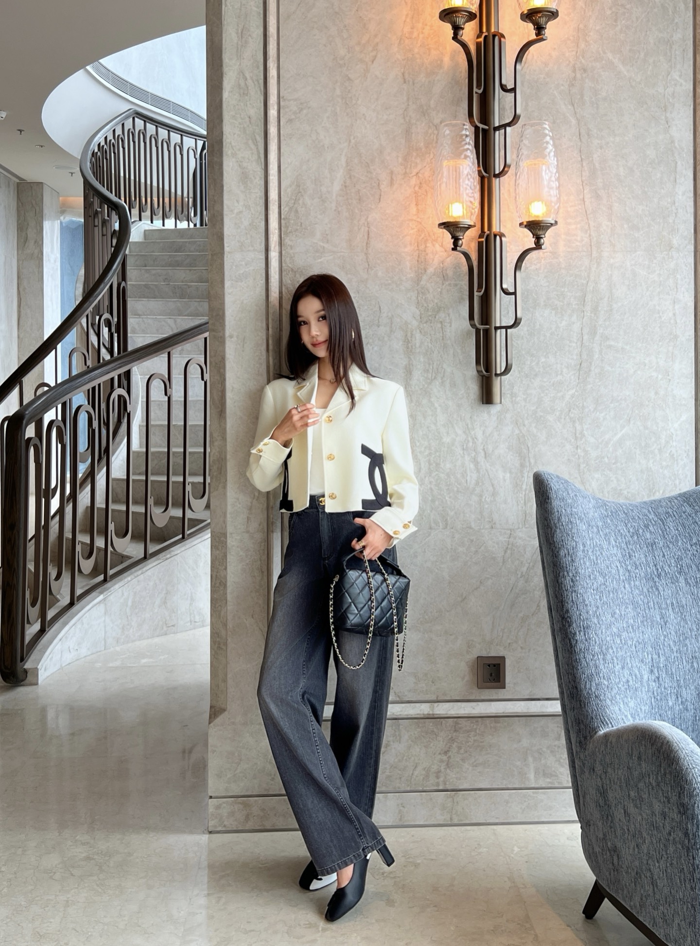 Chan 26fw cropped woven jacket