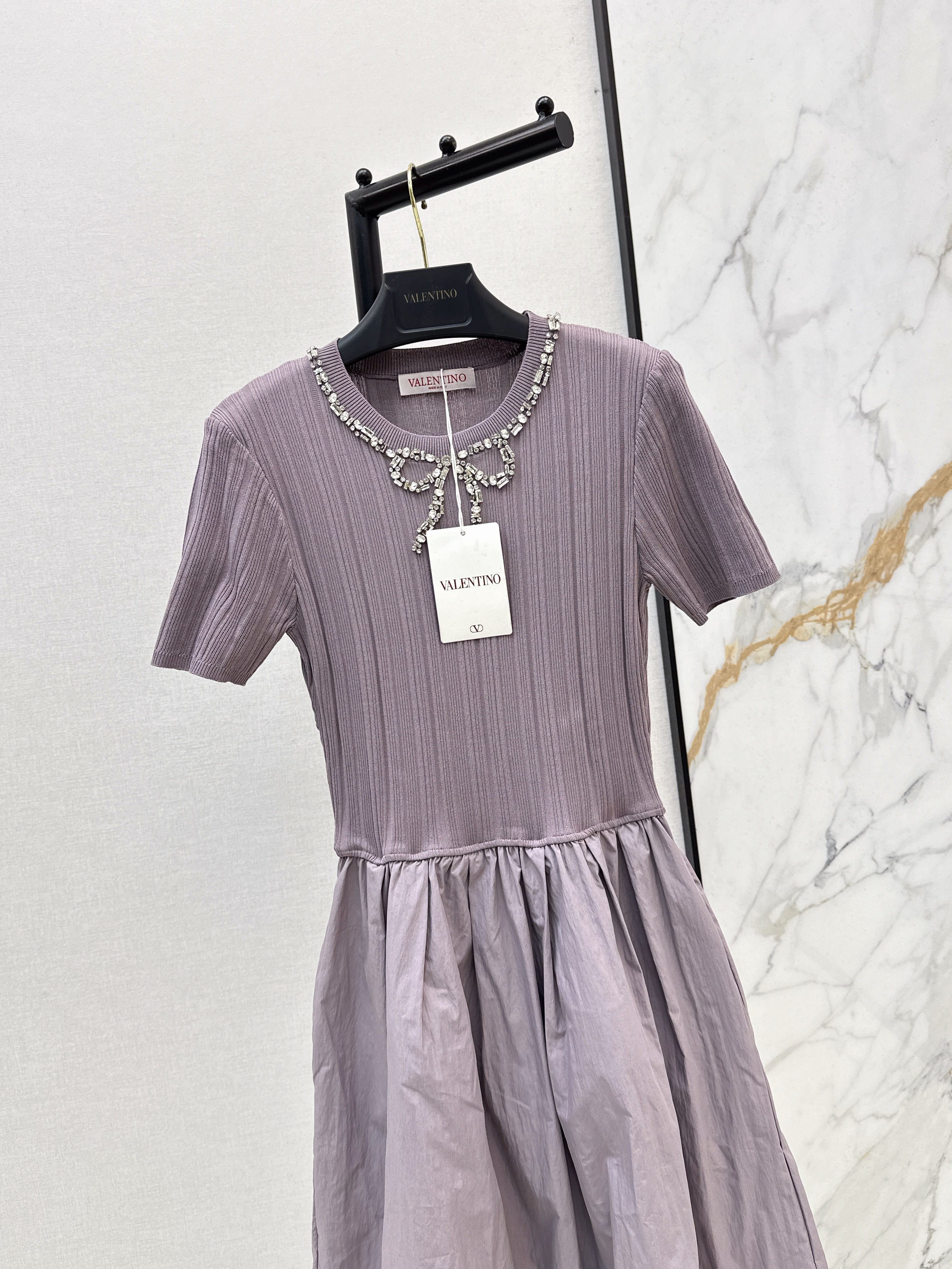 Valen 26ss beading knit contract dress