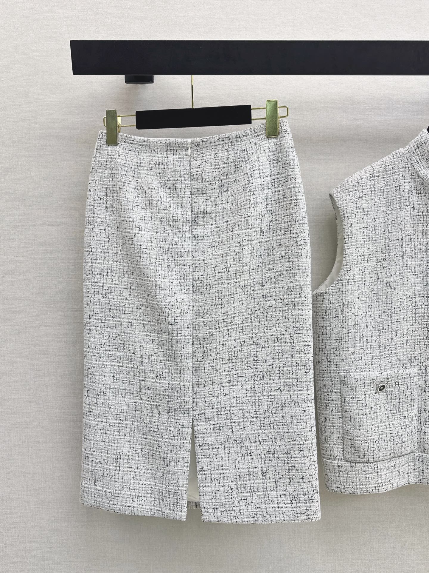 Chan 26ss woven vest skirt sets