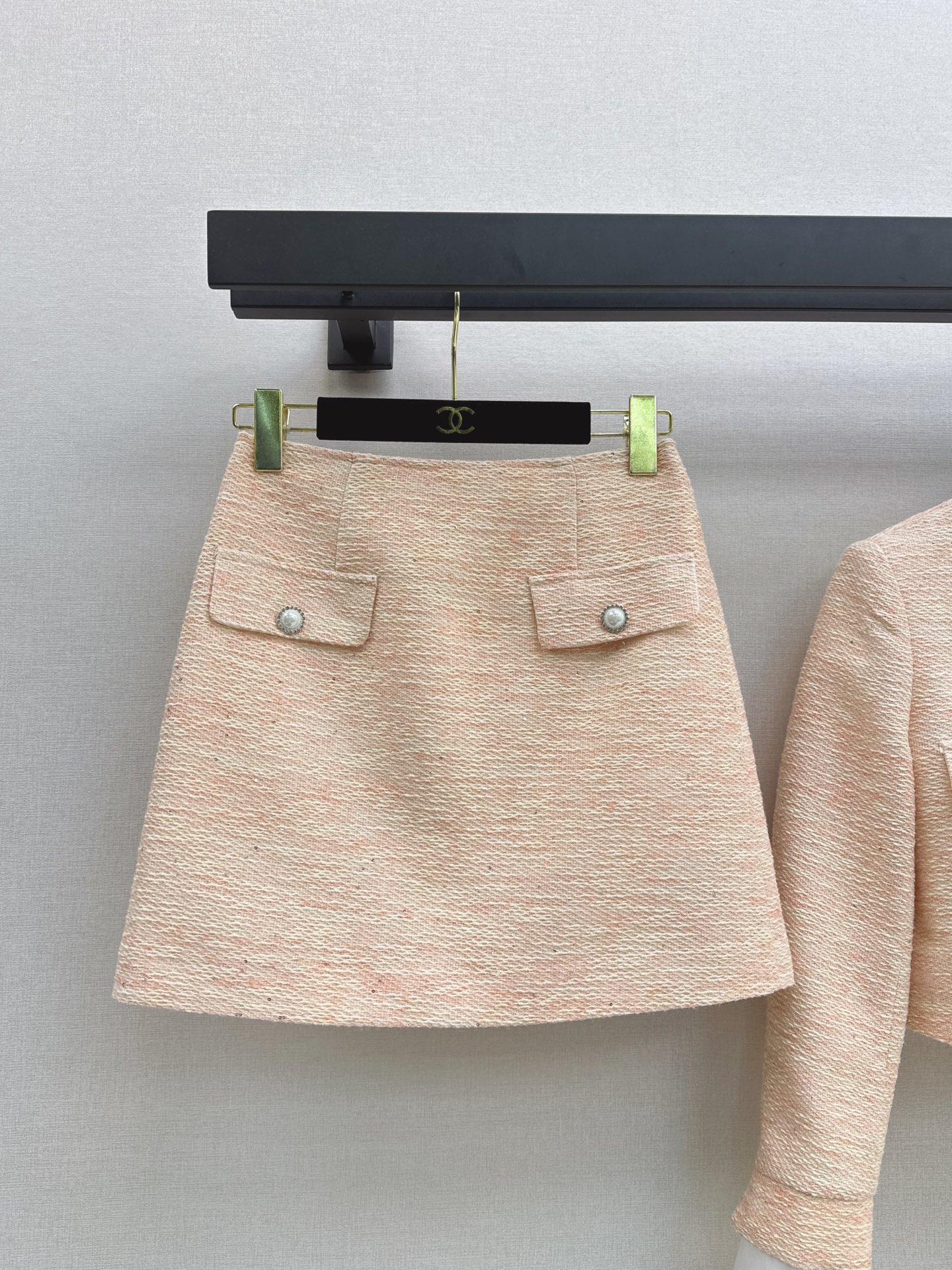 Chan 26fw cropped tweed jacket skirt sets