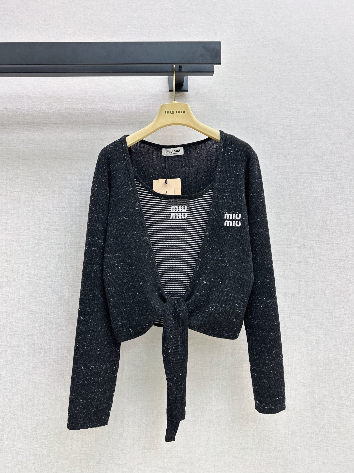 Miu 26fw stripe knit vest cardigan sets