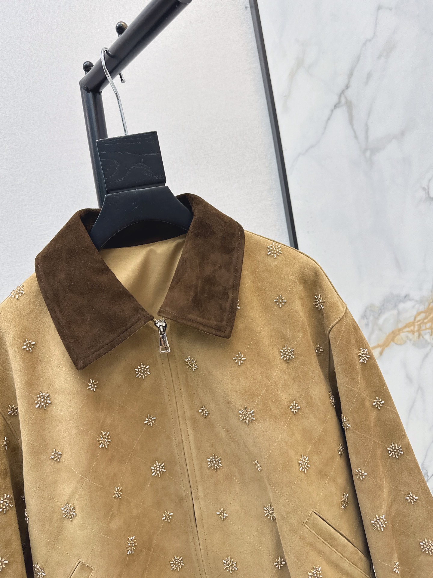 Miu 26fw suede-fleece beding jacket